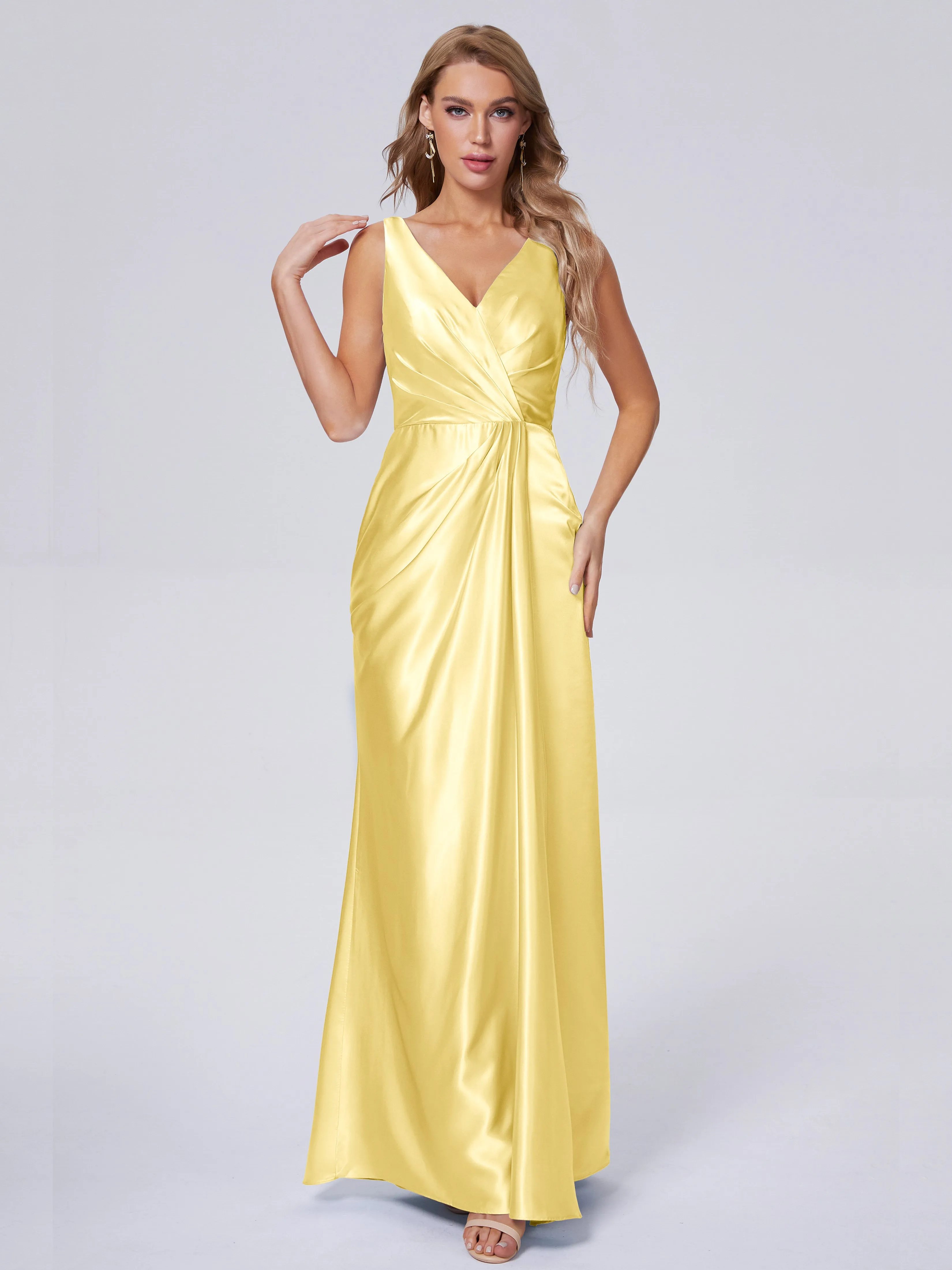 Parker V Neck Soft Satin Bridesmaid Dresses