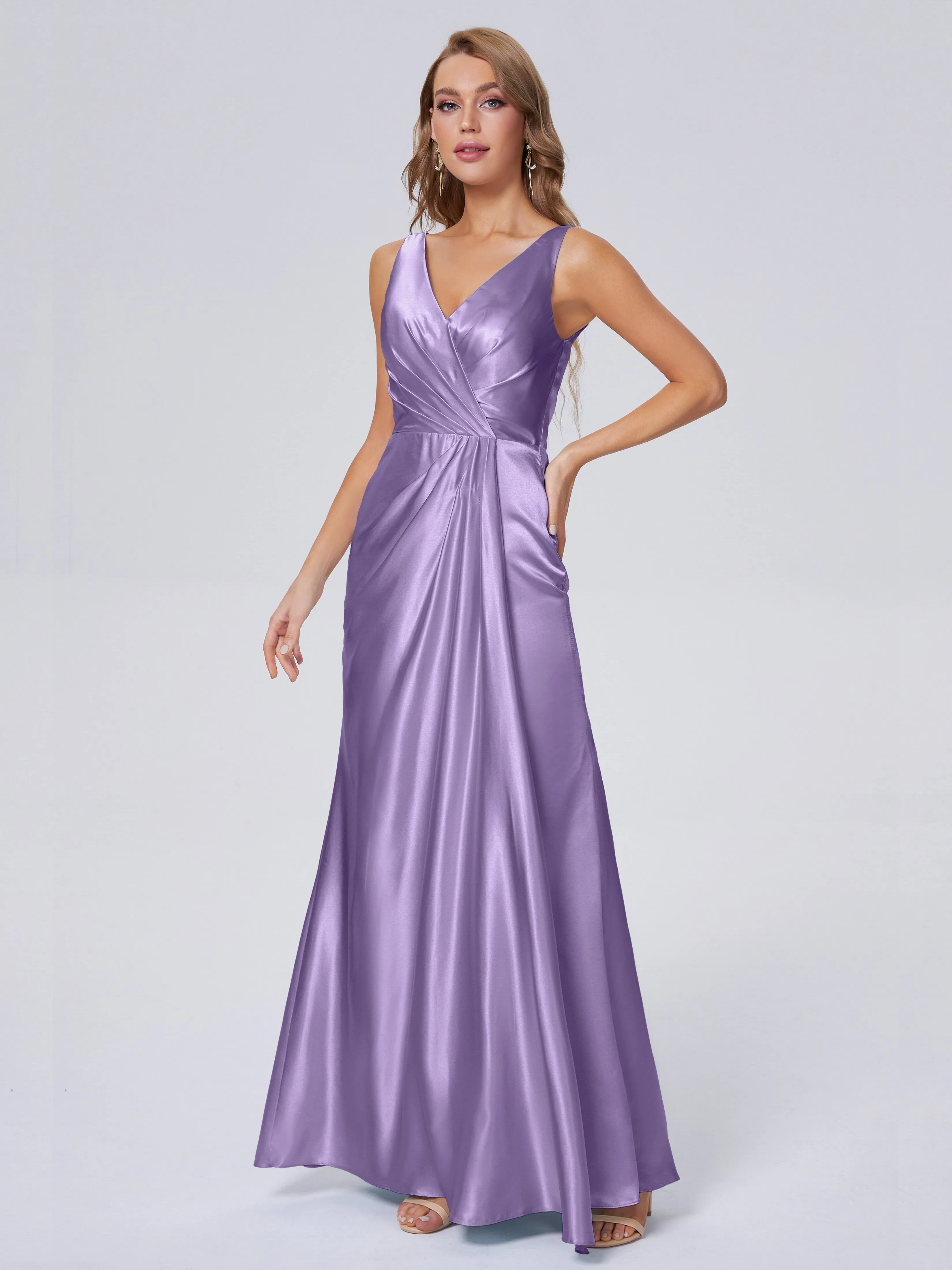 Parker V Neck Soft Satin Bridesmaid Dresses