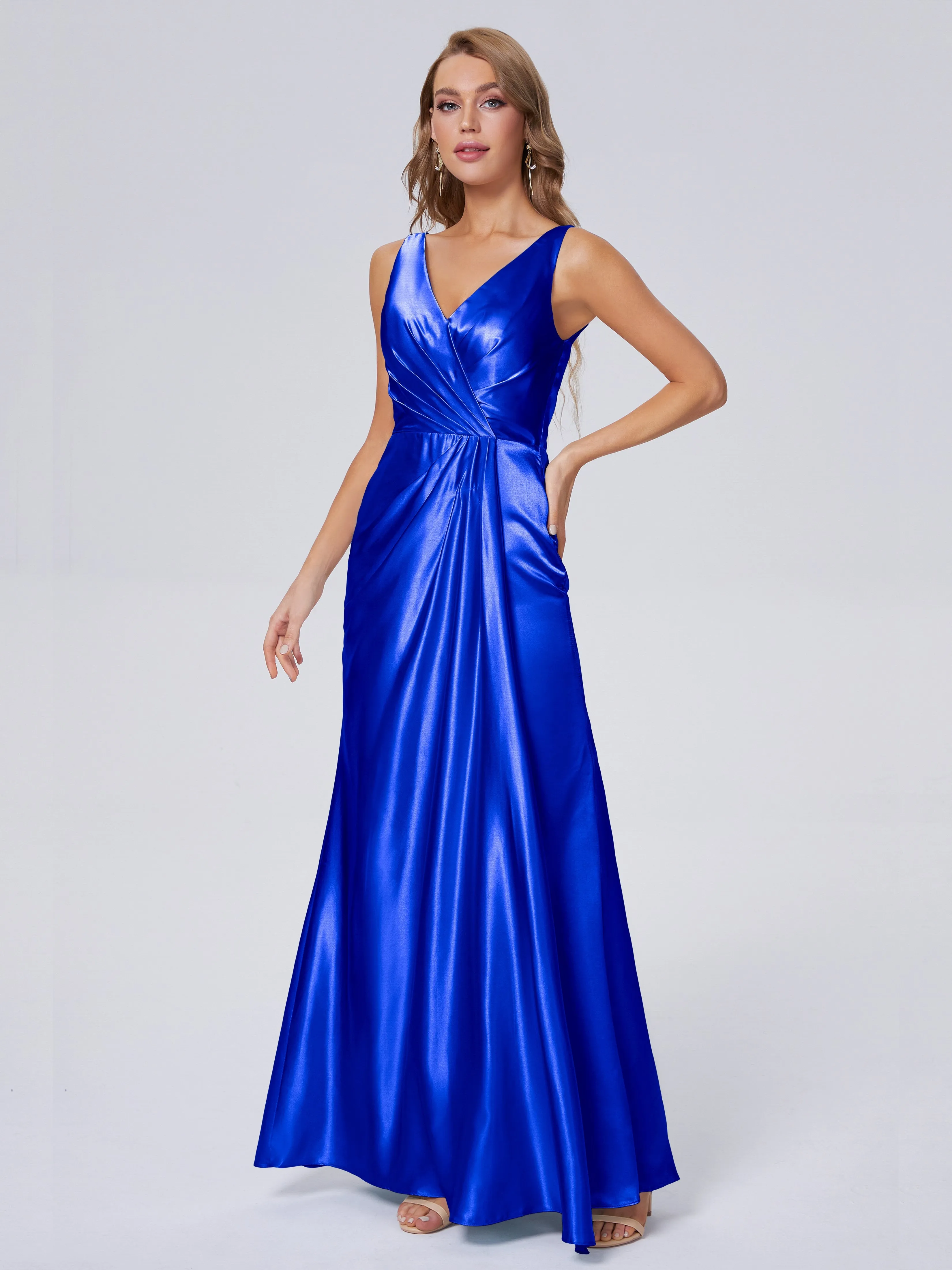Parker V Neck Soft Satin Bridesmaid Dresses