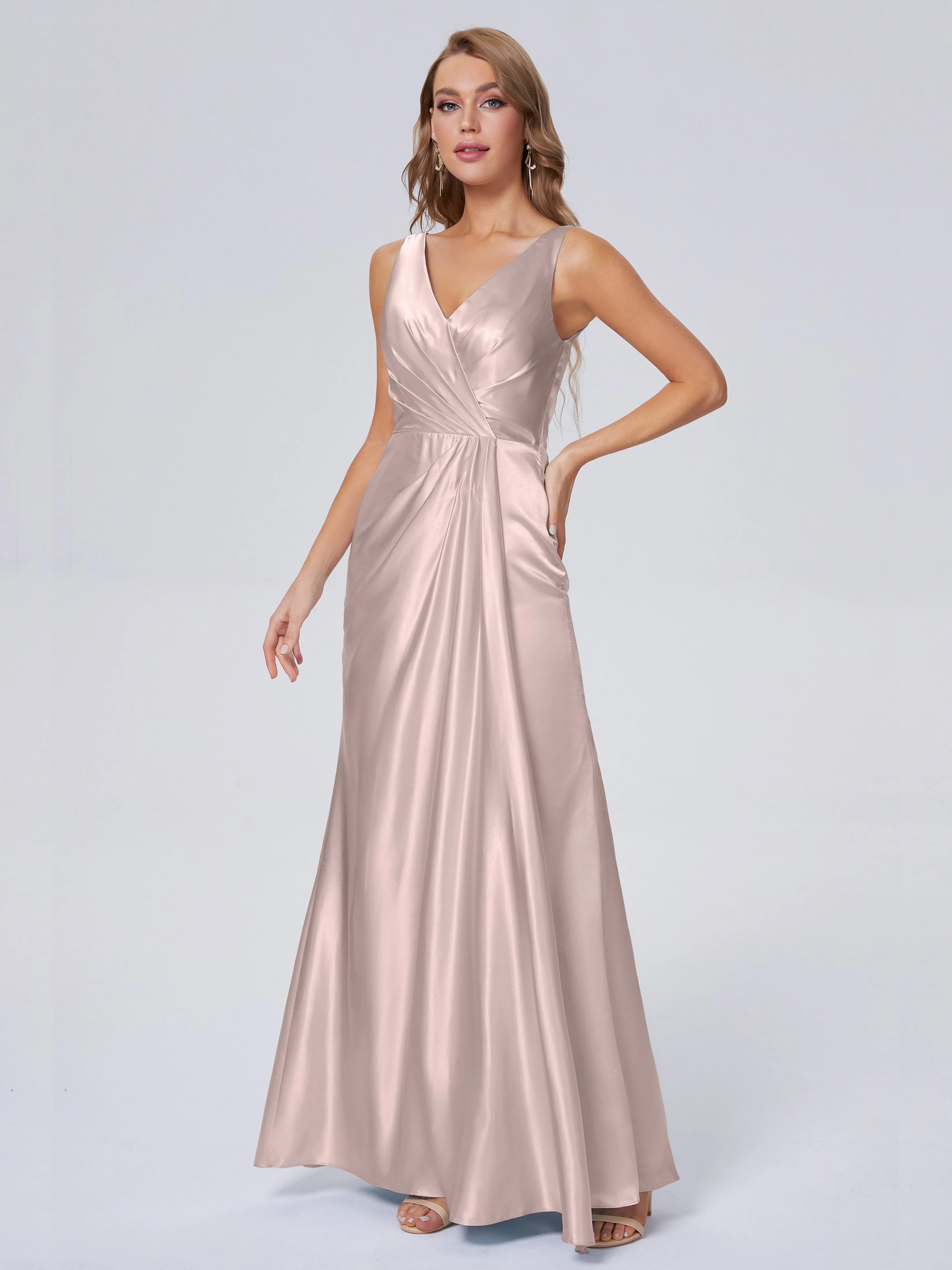 Parker V Neck Soft Satin Bridesmaid Dresses
