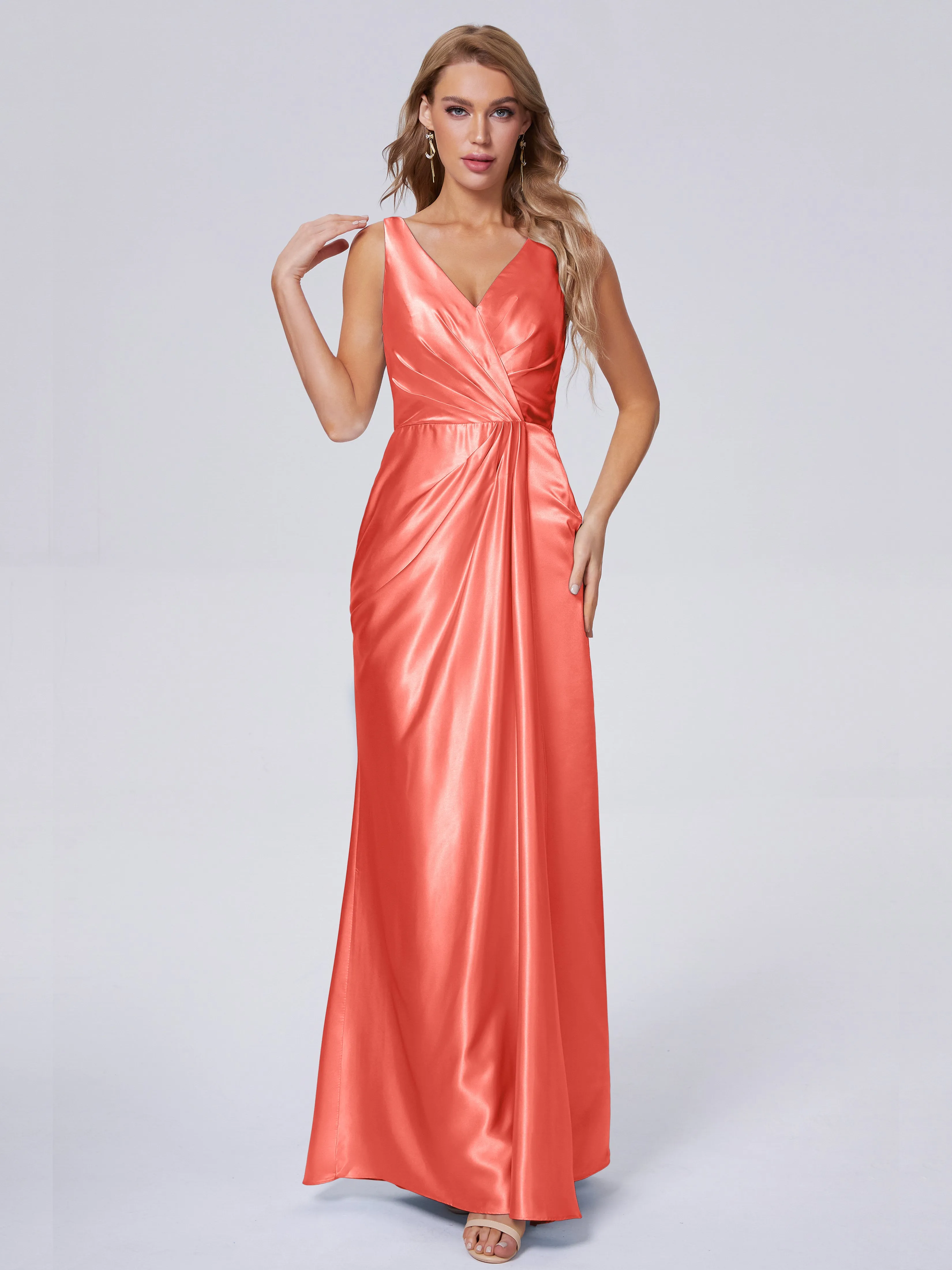 Parker V Neck Soft Satin Bridesmaid Dresses
