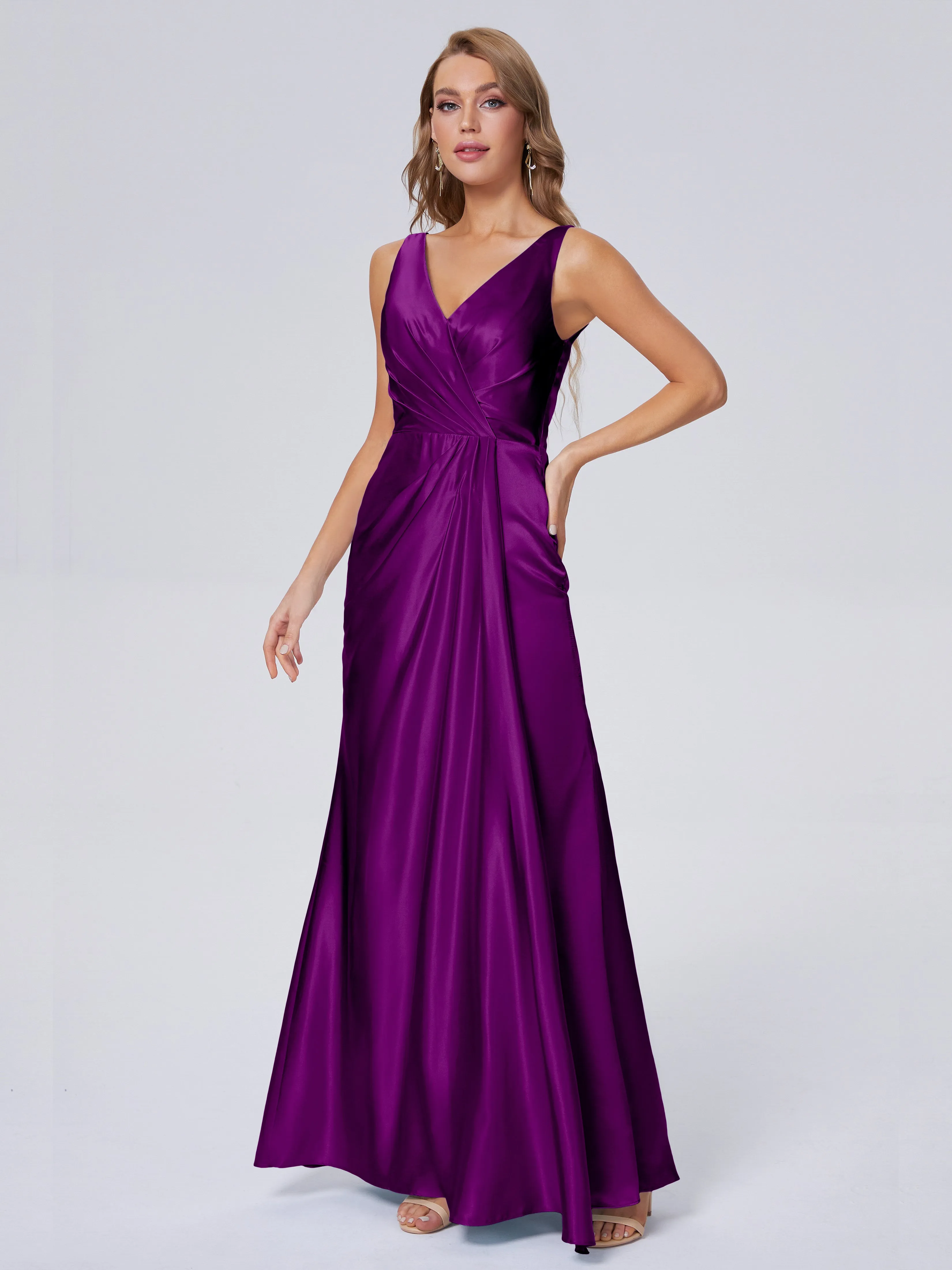 Parker V Neck Soft Satin Bridesmaid Dresses