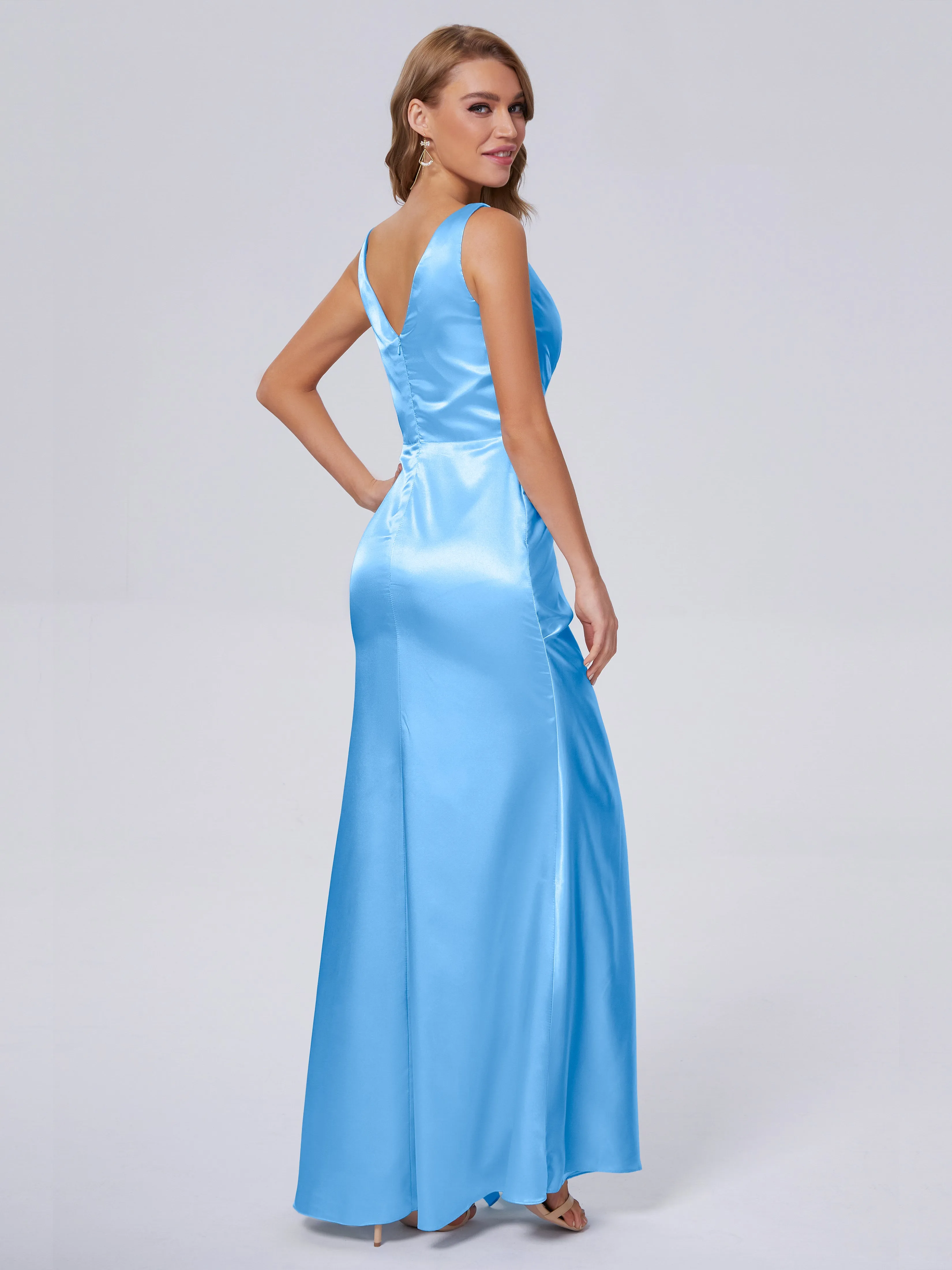 Parker V Neck Soft Satin Bridesmaid Dresses