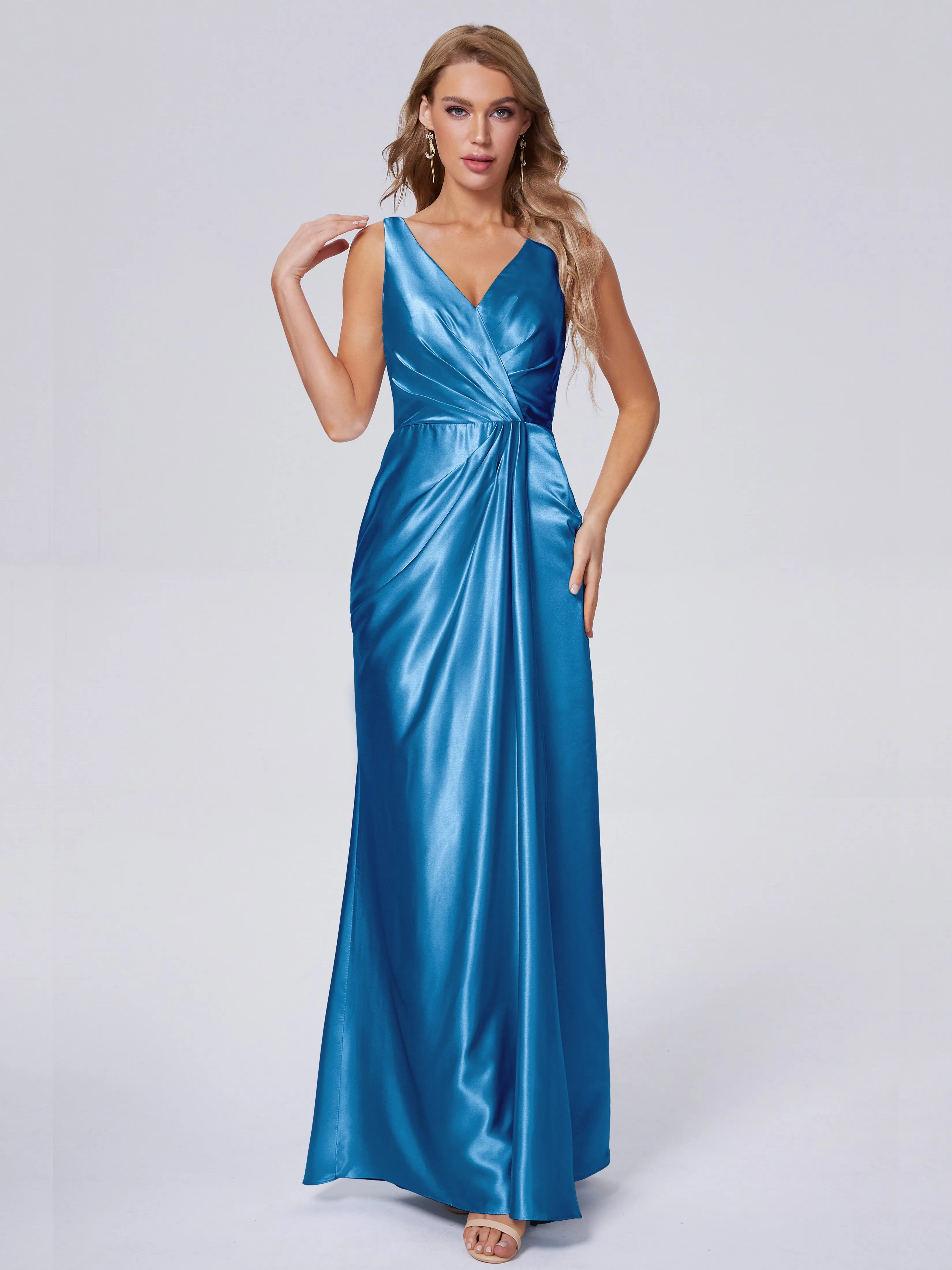 Parker V Neck Soft Satin Bridesmaid Dresses