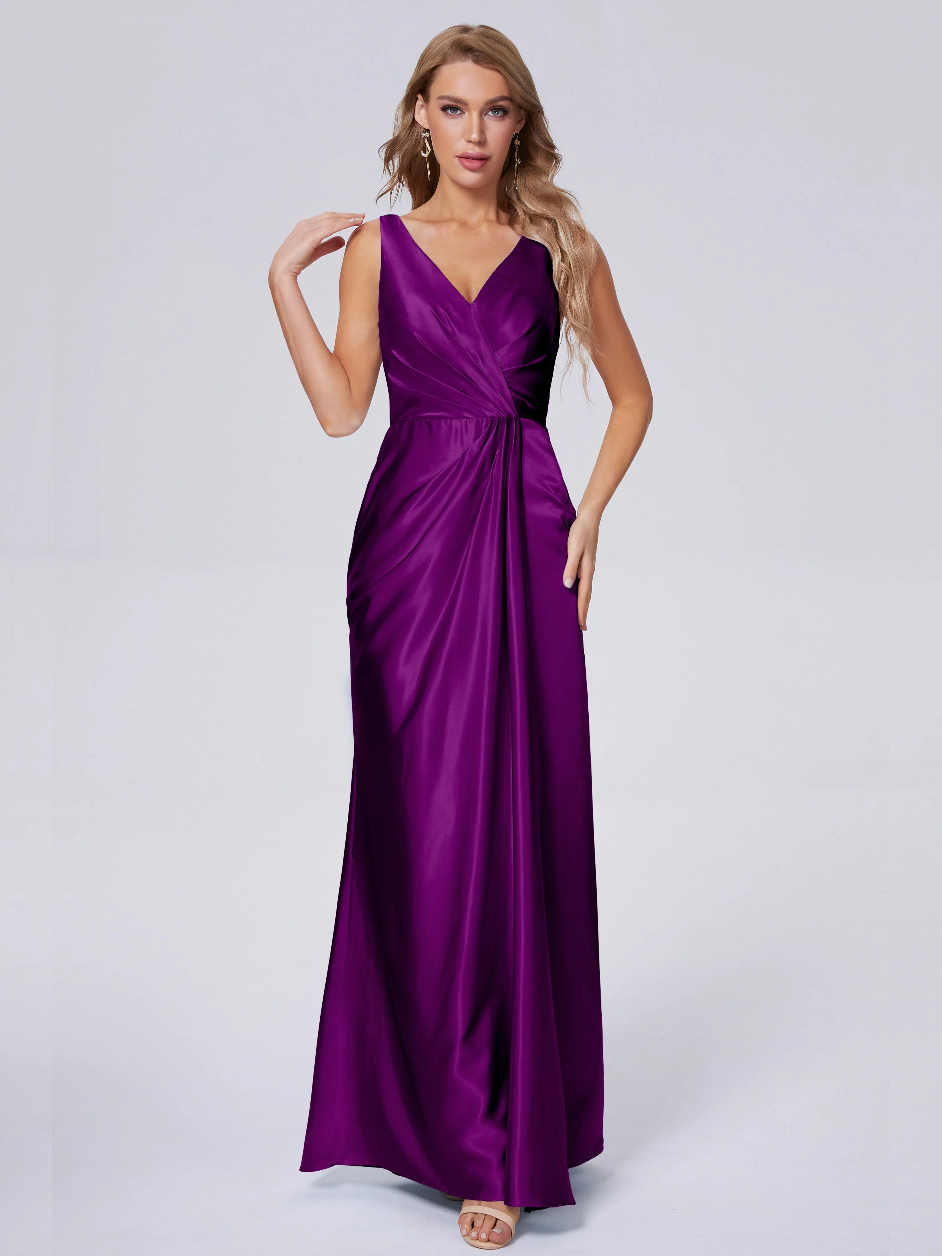 Parker V Neck Soft Satin Bridesmaid Dresses