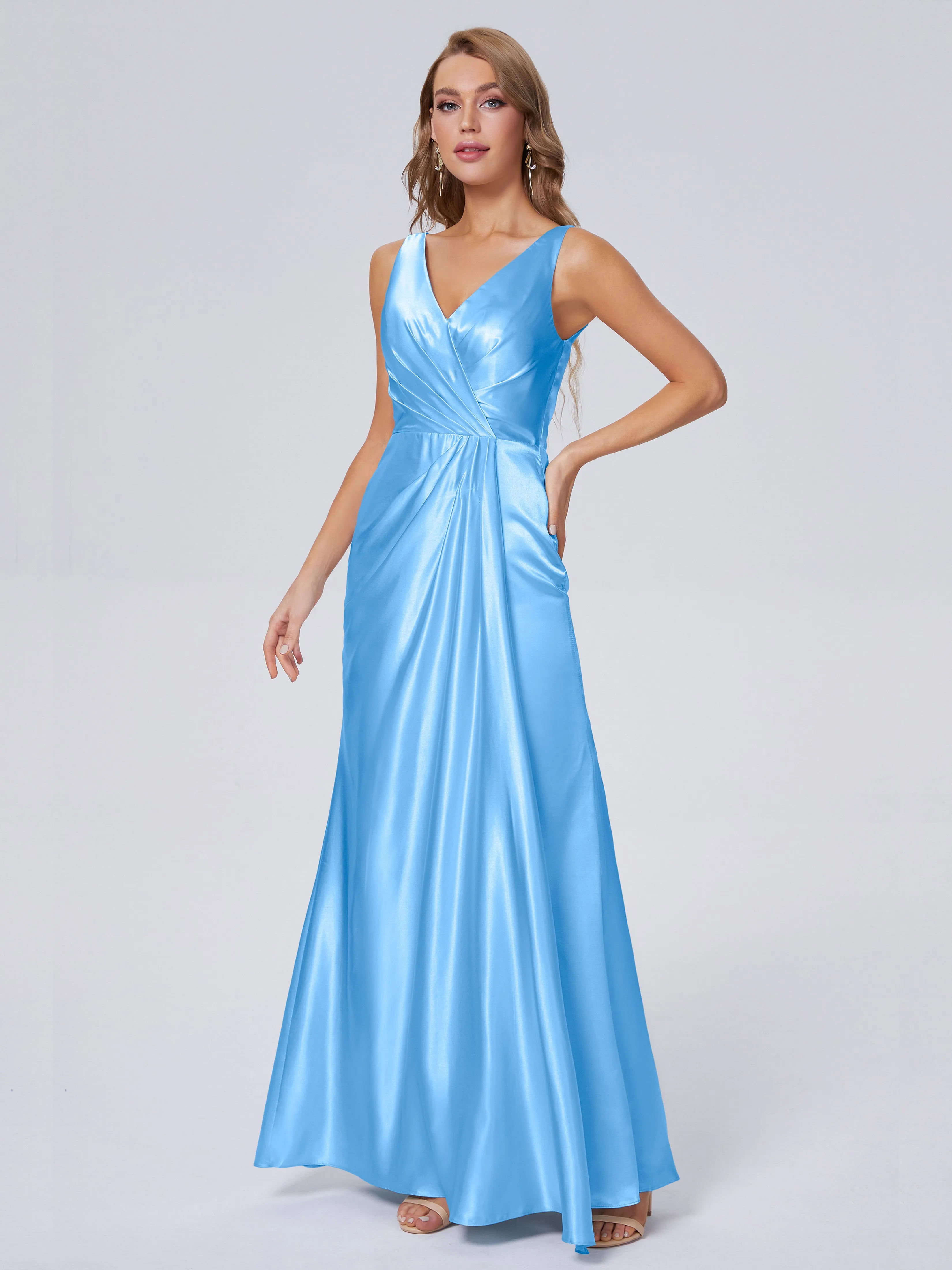 Parker V Neck Soft Satin Bridesmaid Dresses