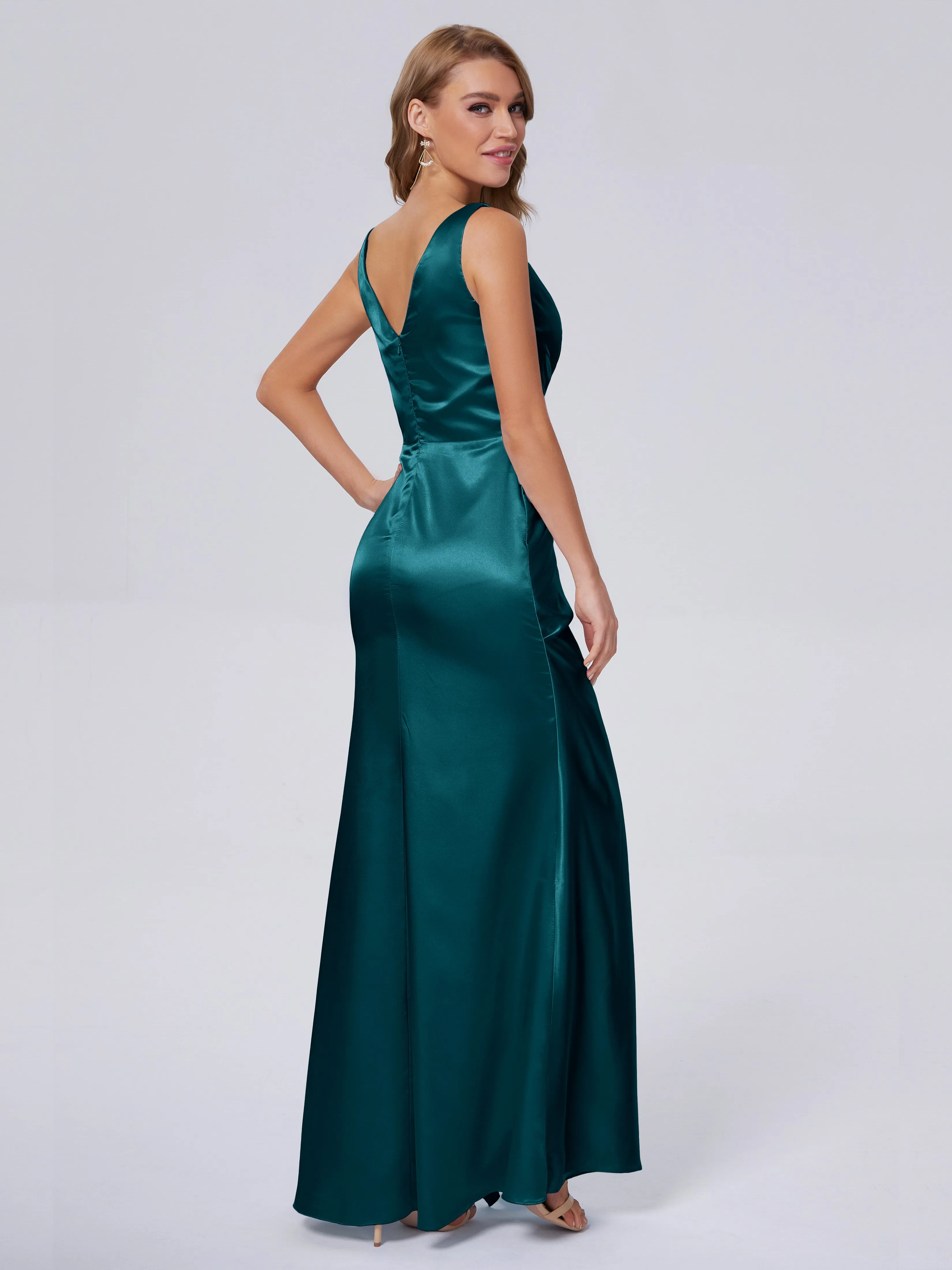 Parker V Neck Soft Satin Bridesmaid Dresses