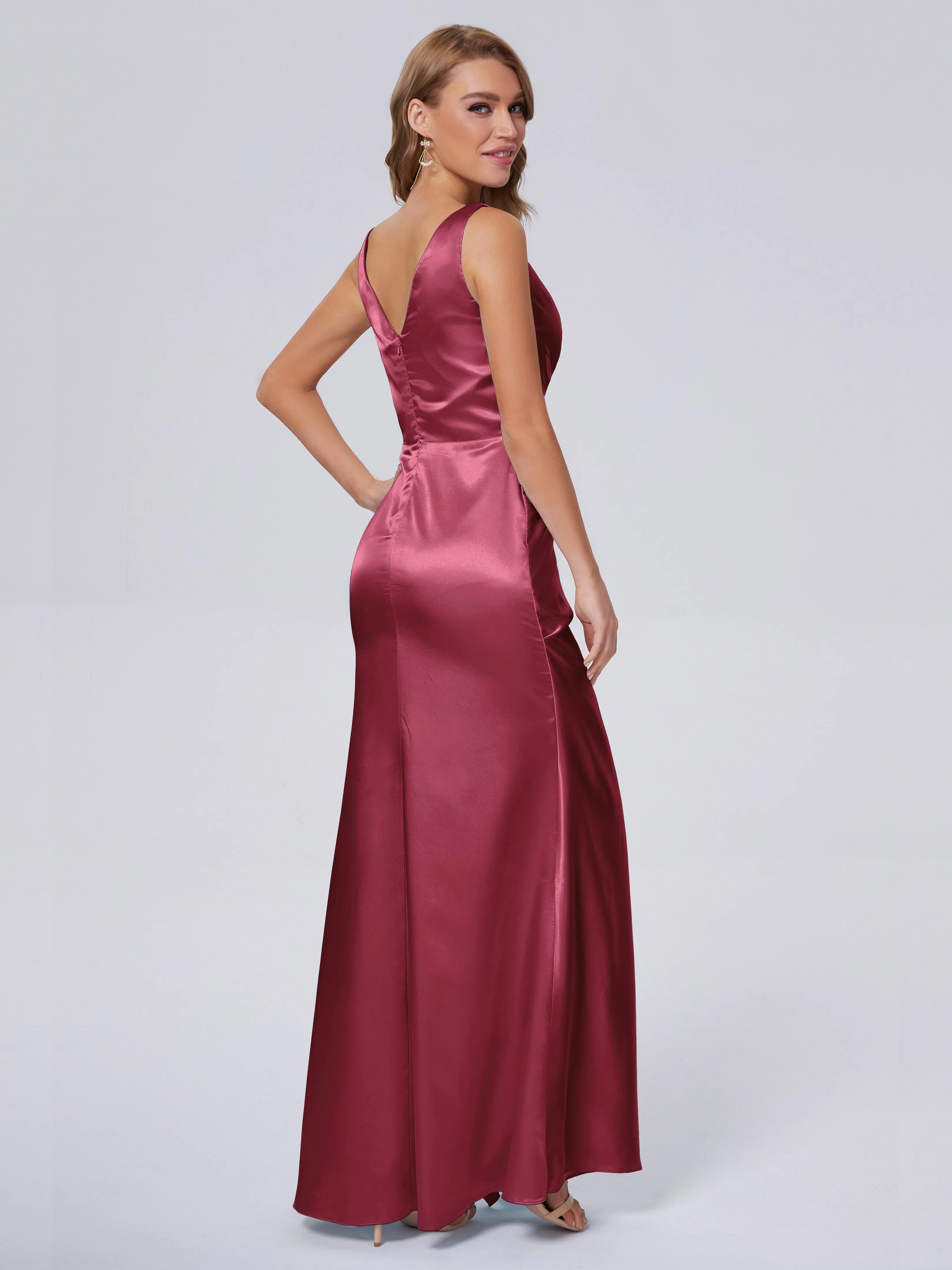 Parker V Neck Soft Satin Bridesmaid Dresses