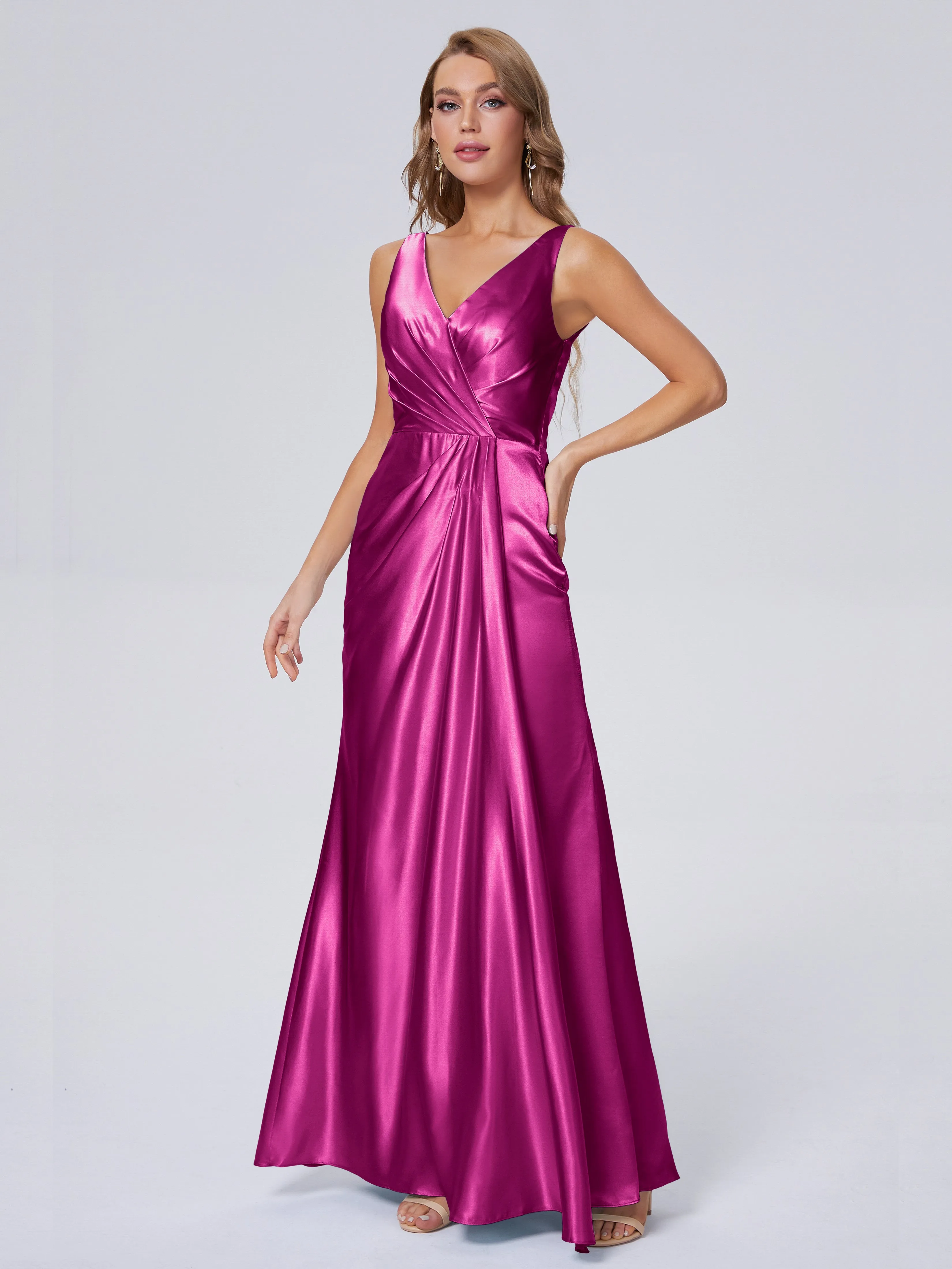 Parker V Neck Soft Satin Bridesmaid Dresses