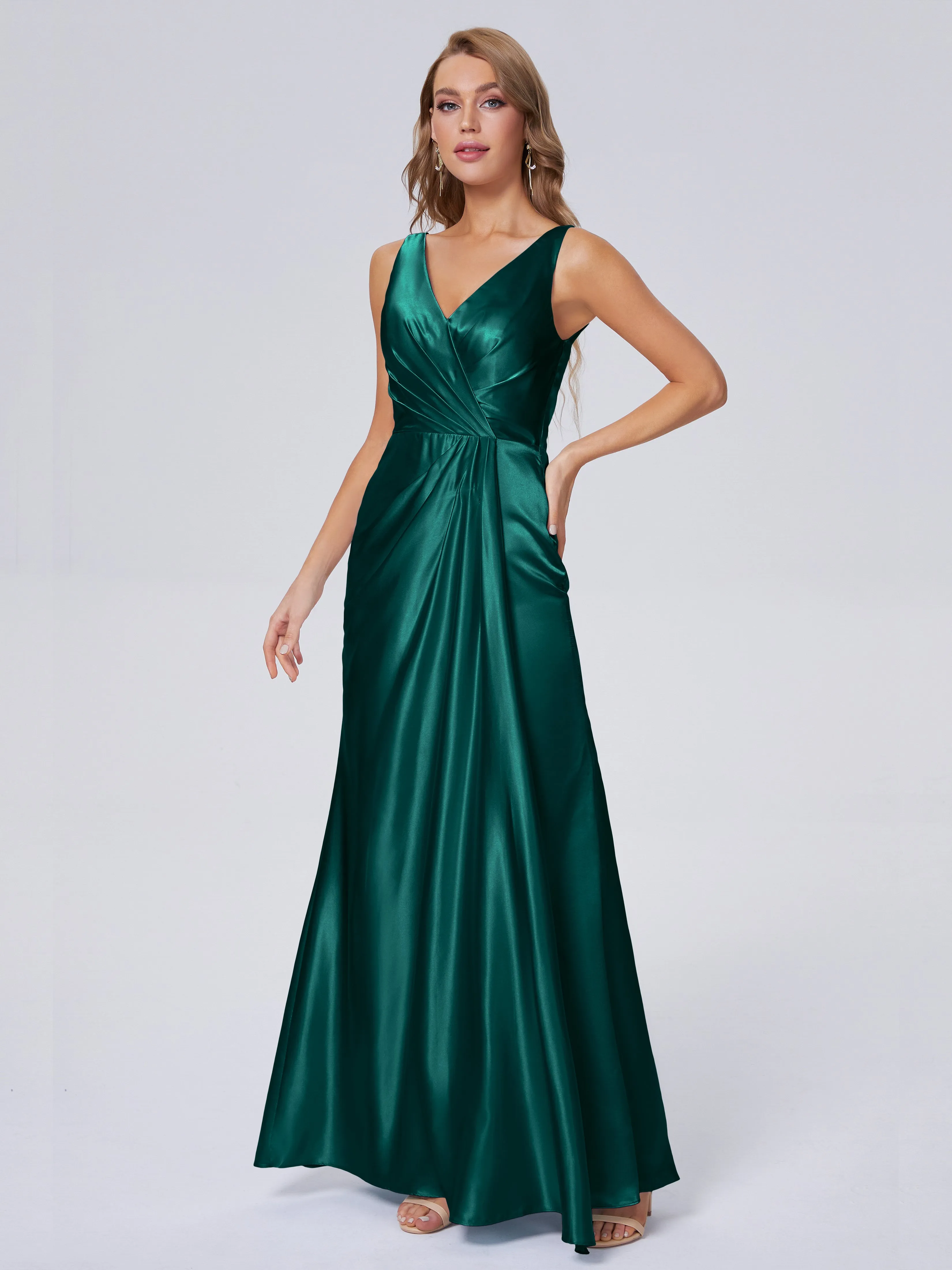 Parker V Neck Soft Satin Bridesmaid Dresses