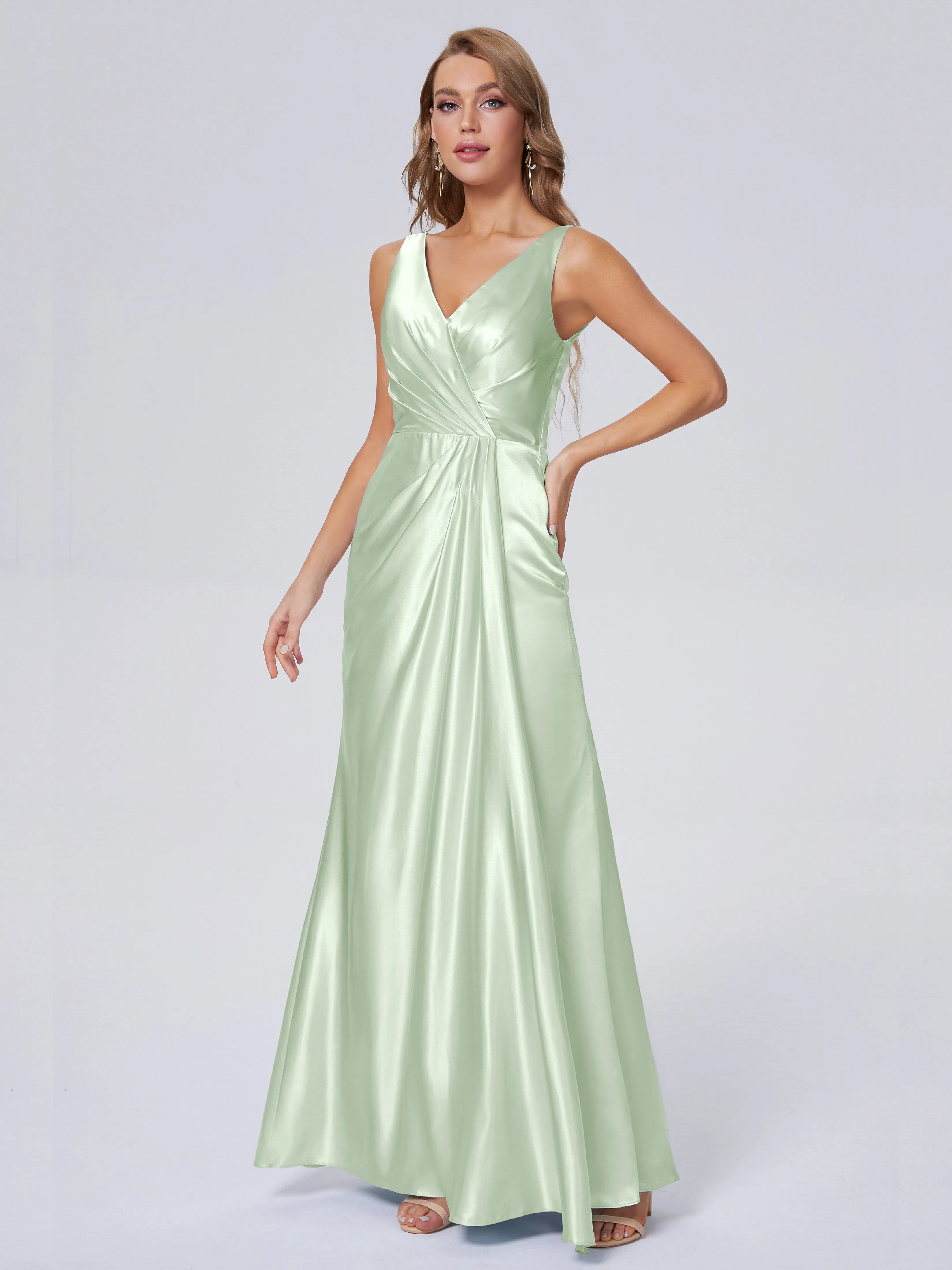 Parker V Neck Soft Satin Bridesmaid Dresses