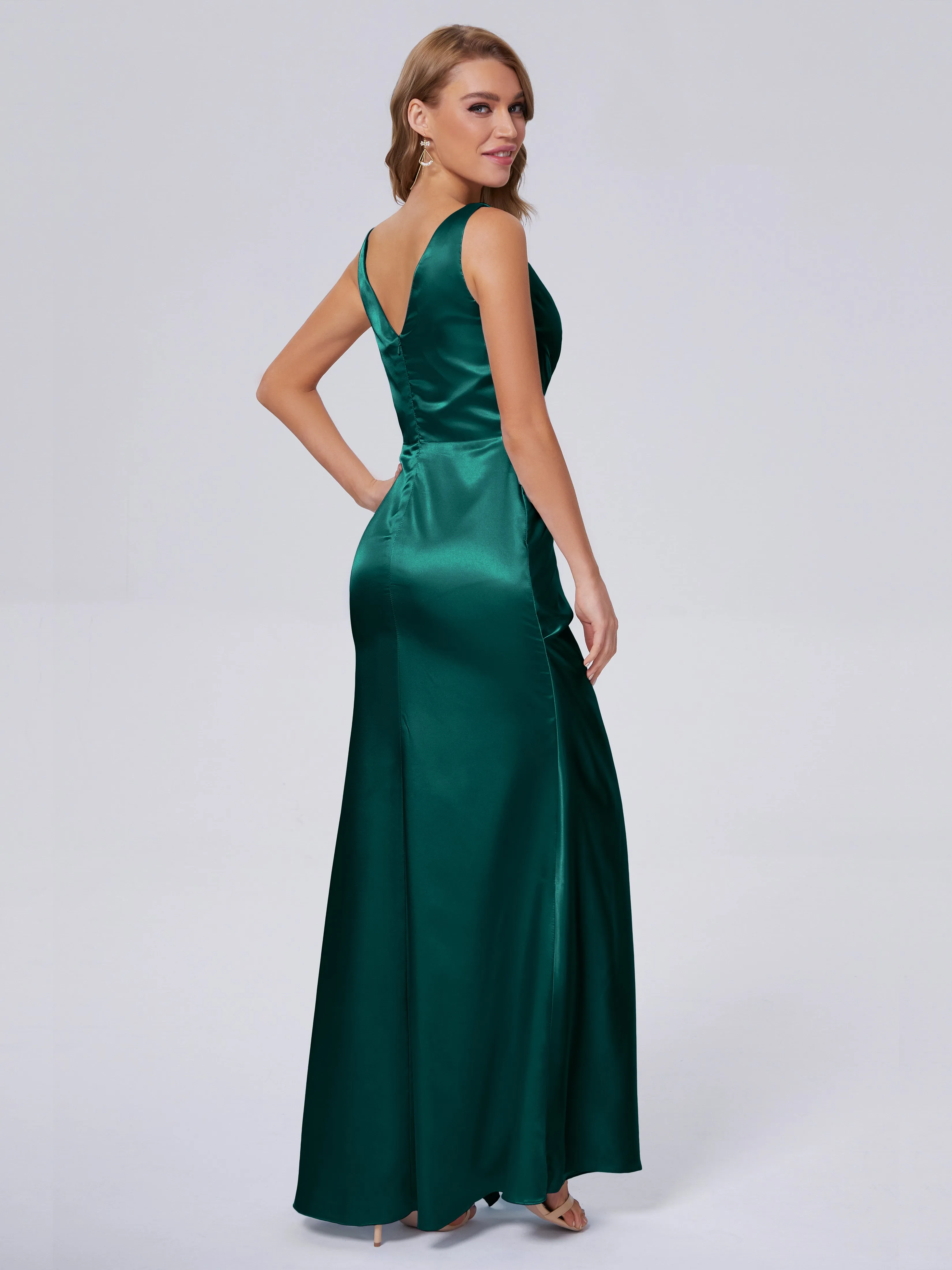 Parker V Neck Soft Satin Bridesmaid Dresses