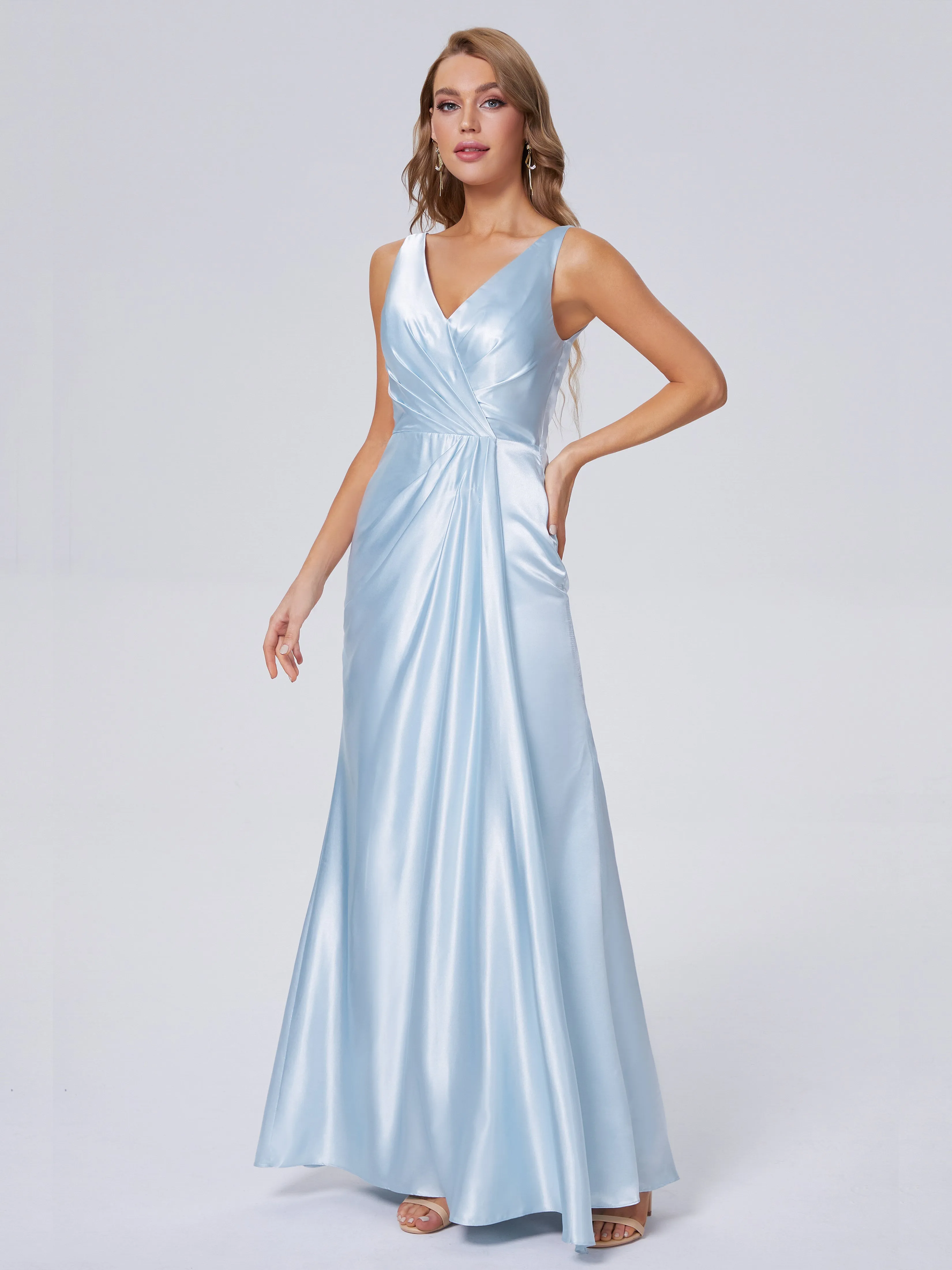 Parker V Neck Soft Satin Bridesmaid Dresses