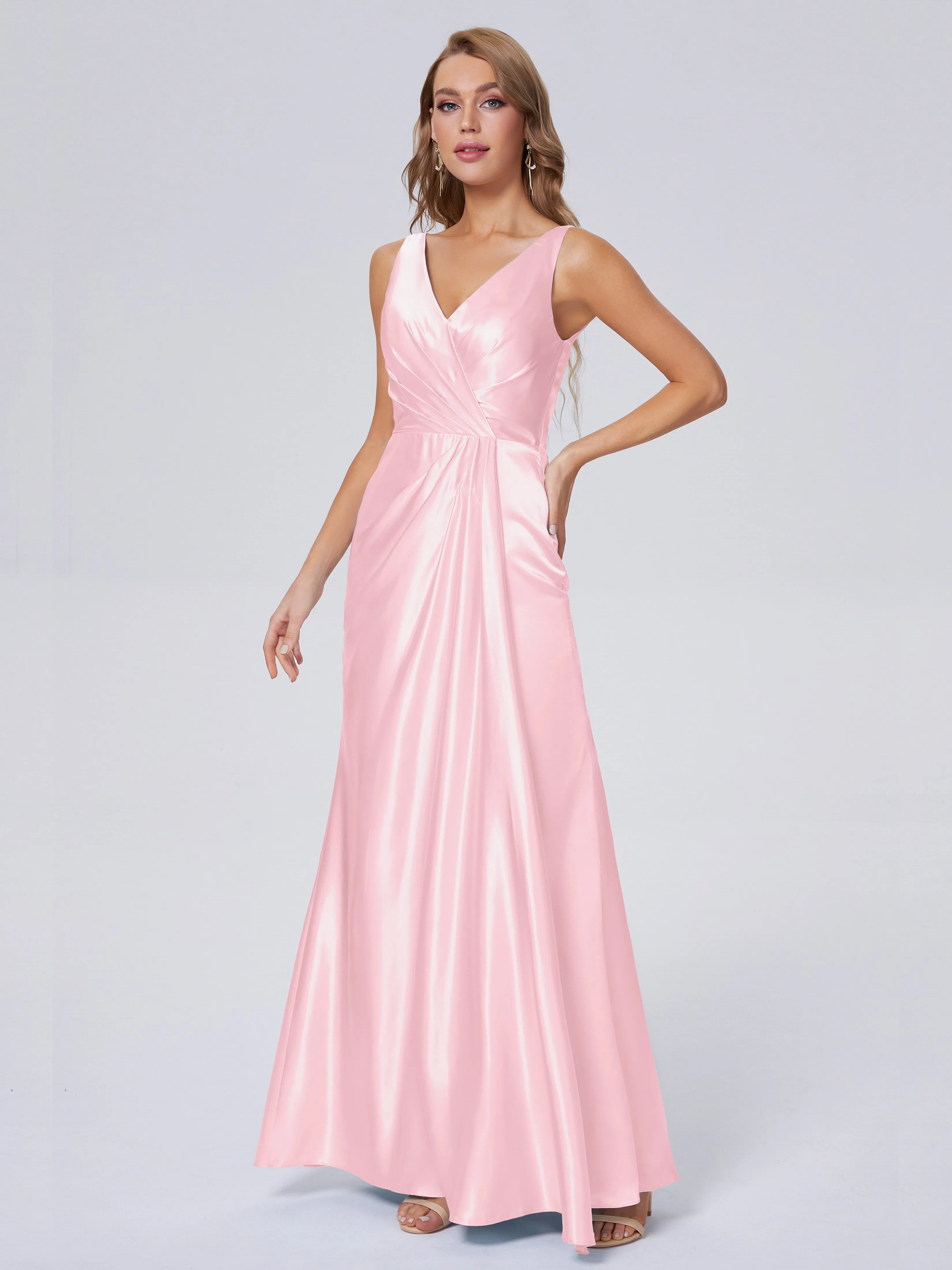 Parker V Neck Soft Satin Bridesmaid Dresses