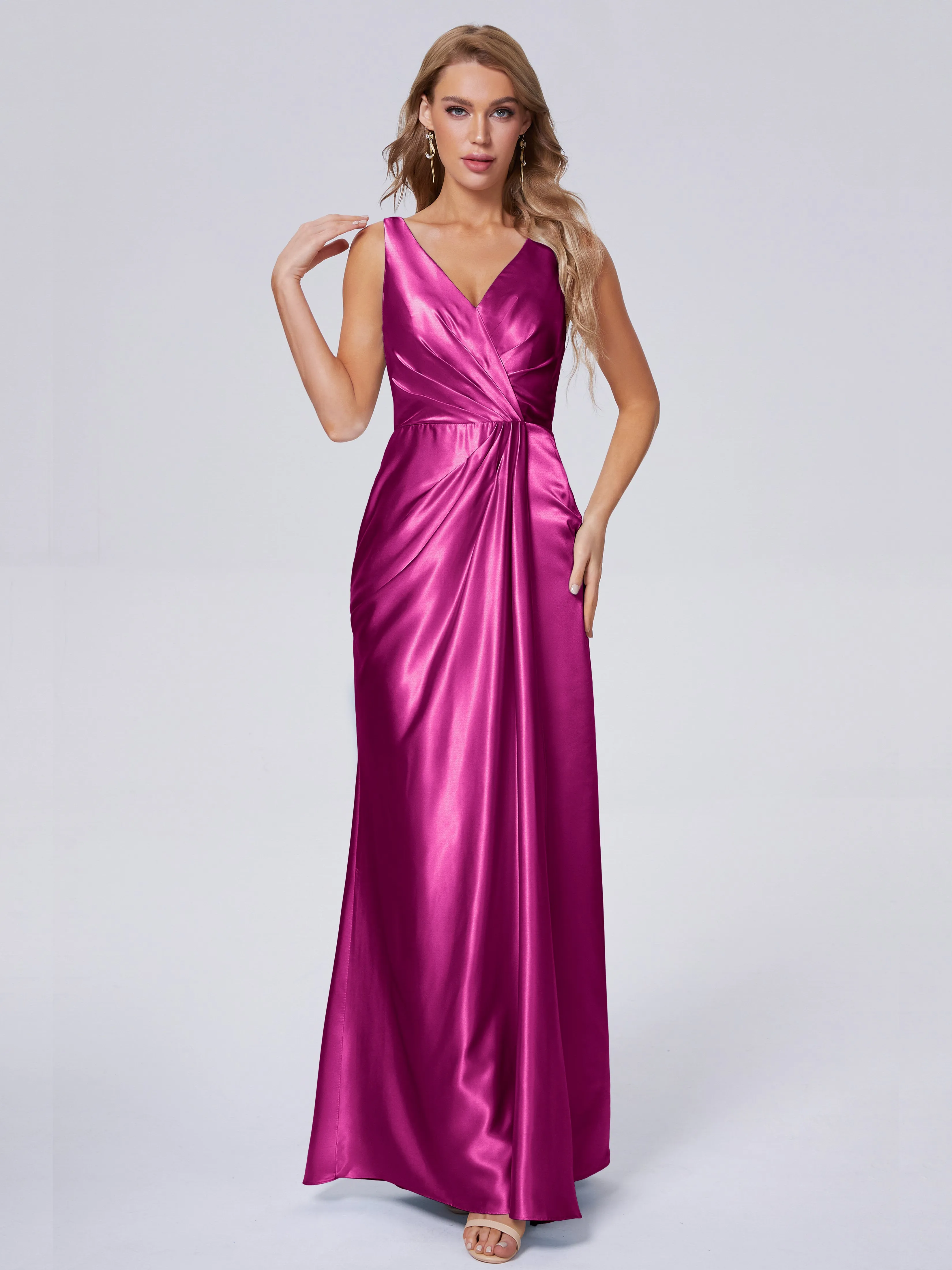 Parker V Neck Soft Satin Bridesmaid Dresses