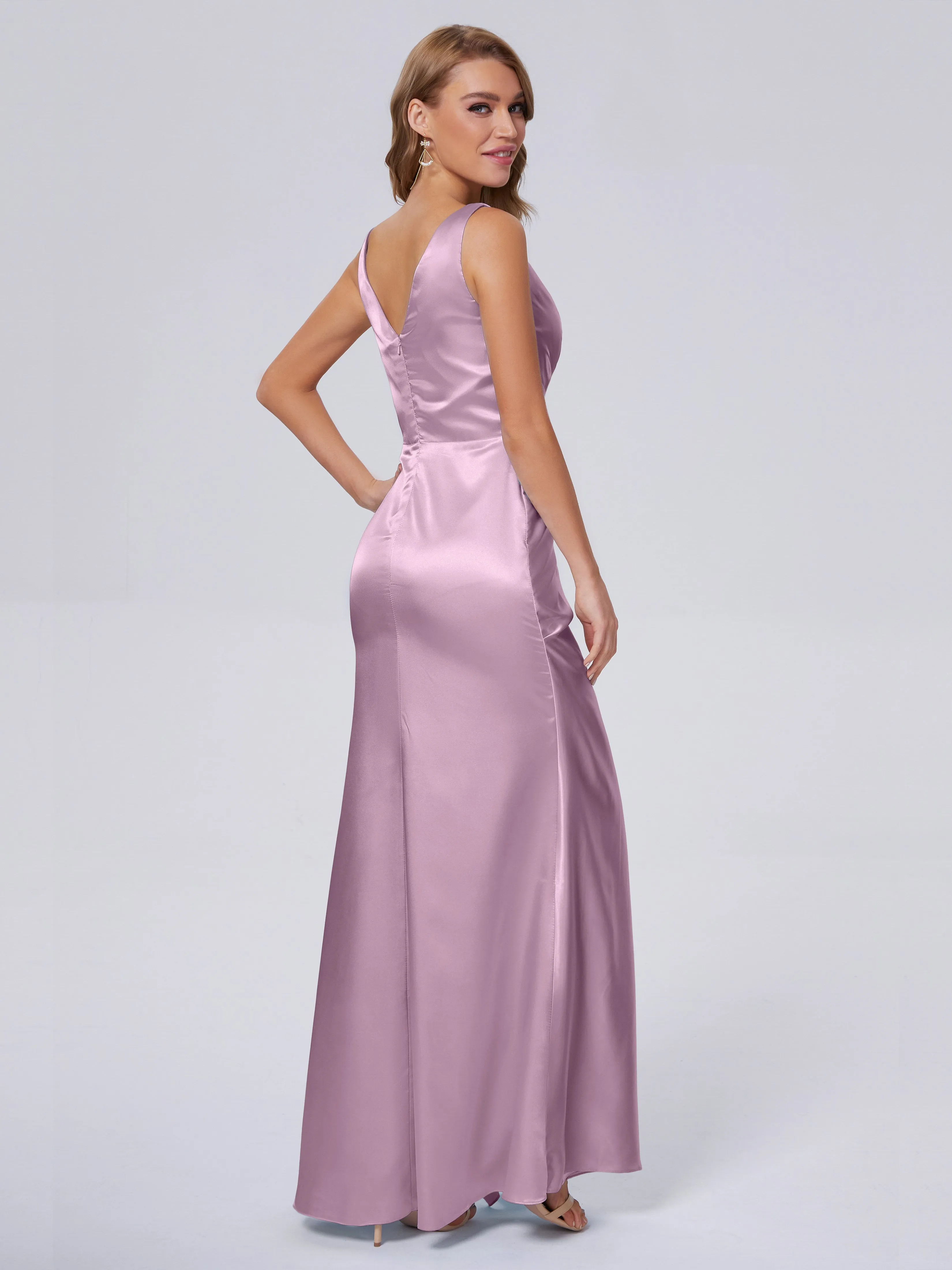 Parker V Neck Soft Satin Bridesmaid Dresses