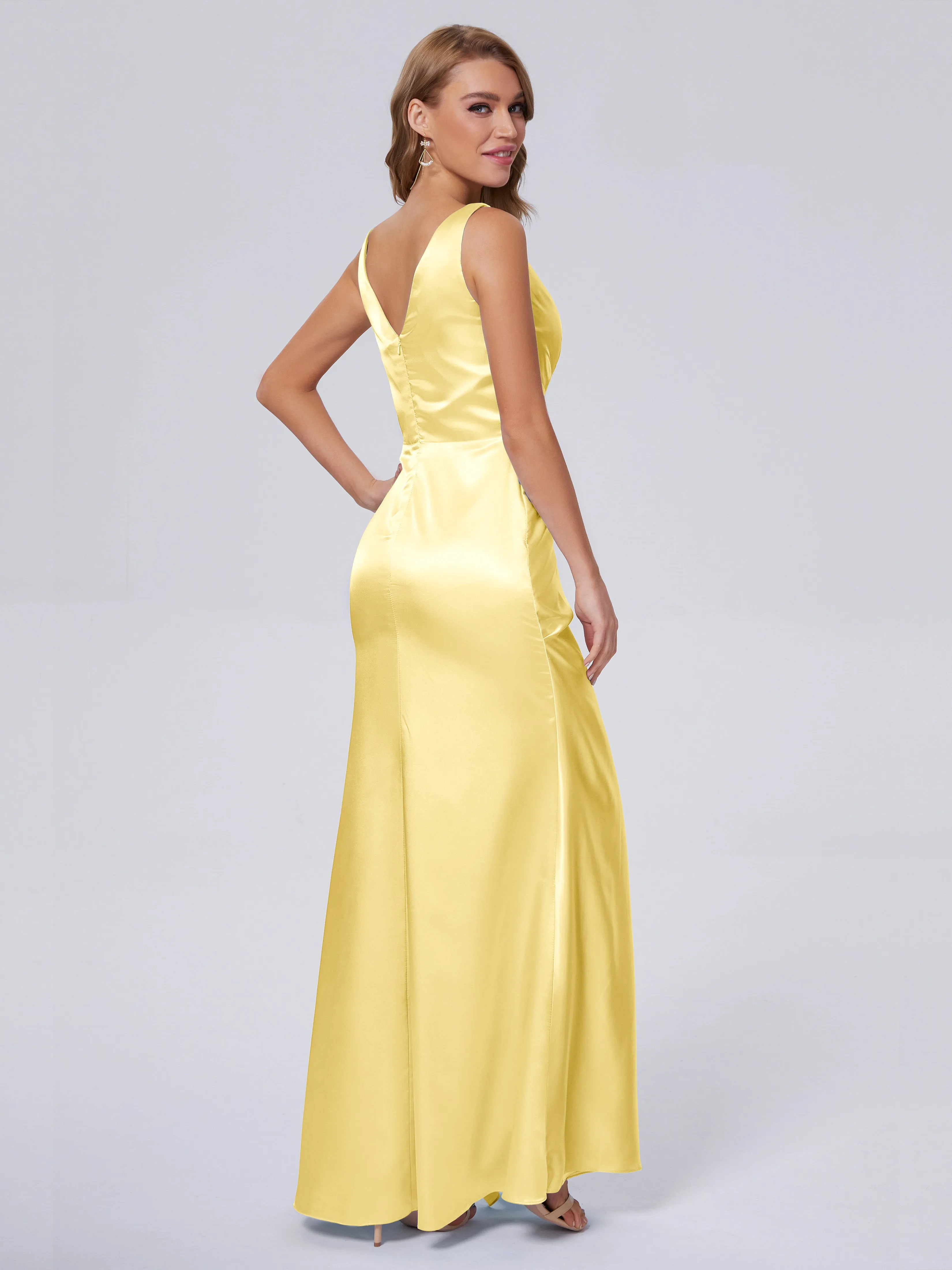 Parker V Neck Soft Satin Bridesmaid Dresses