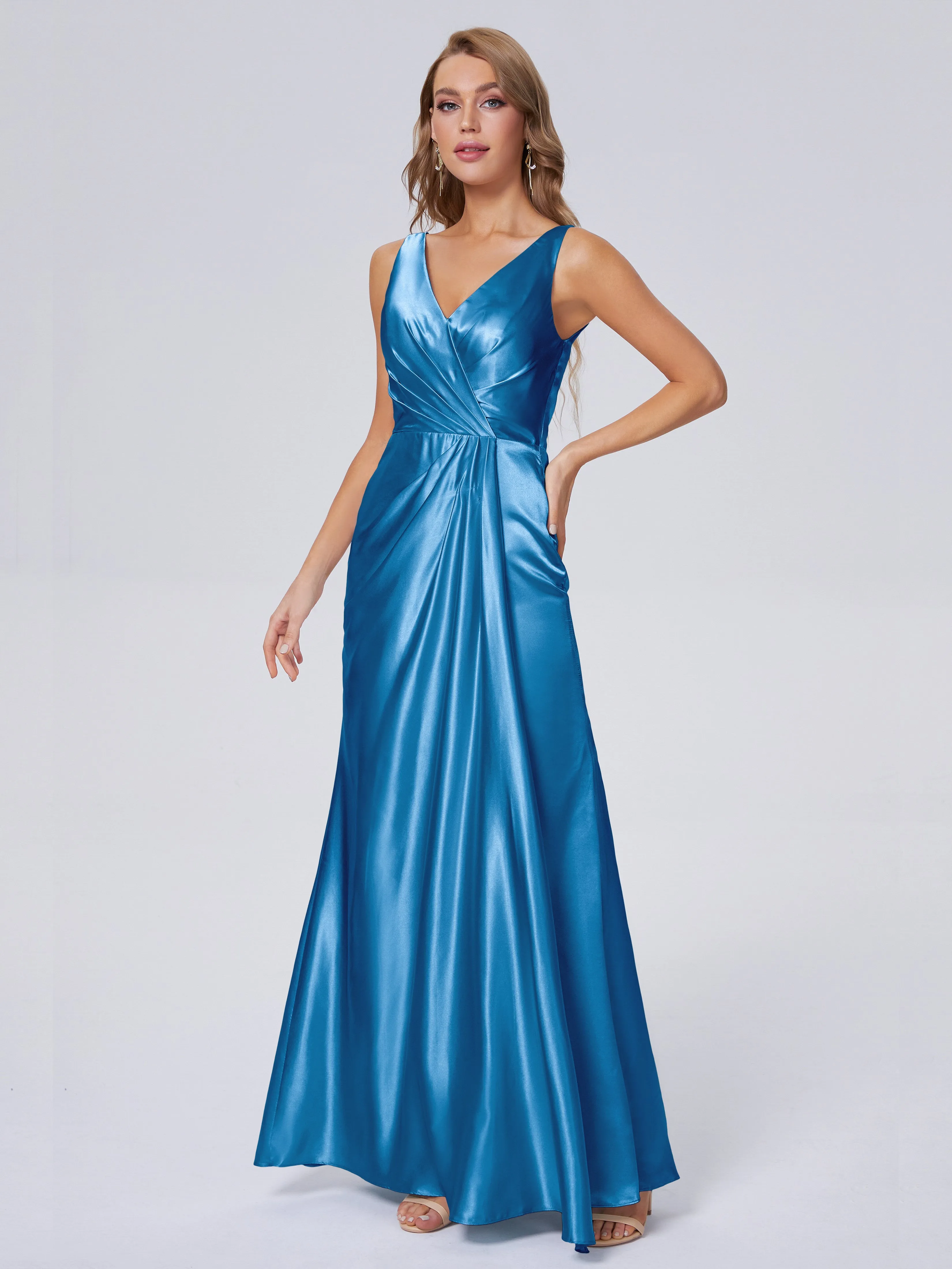 Parker V Neck Soft Satin Bridesmaid Dresses