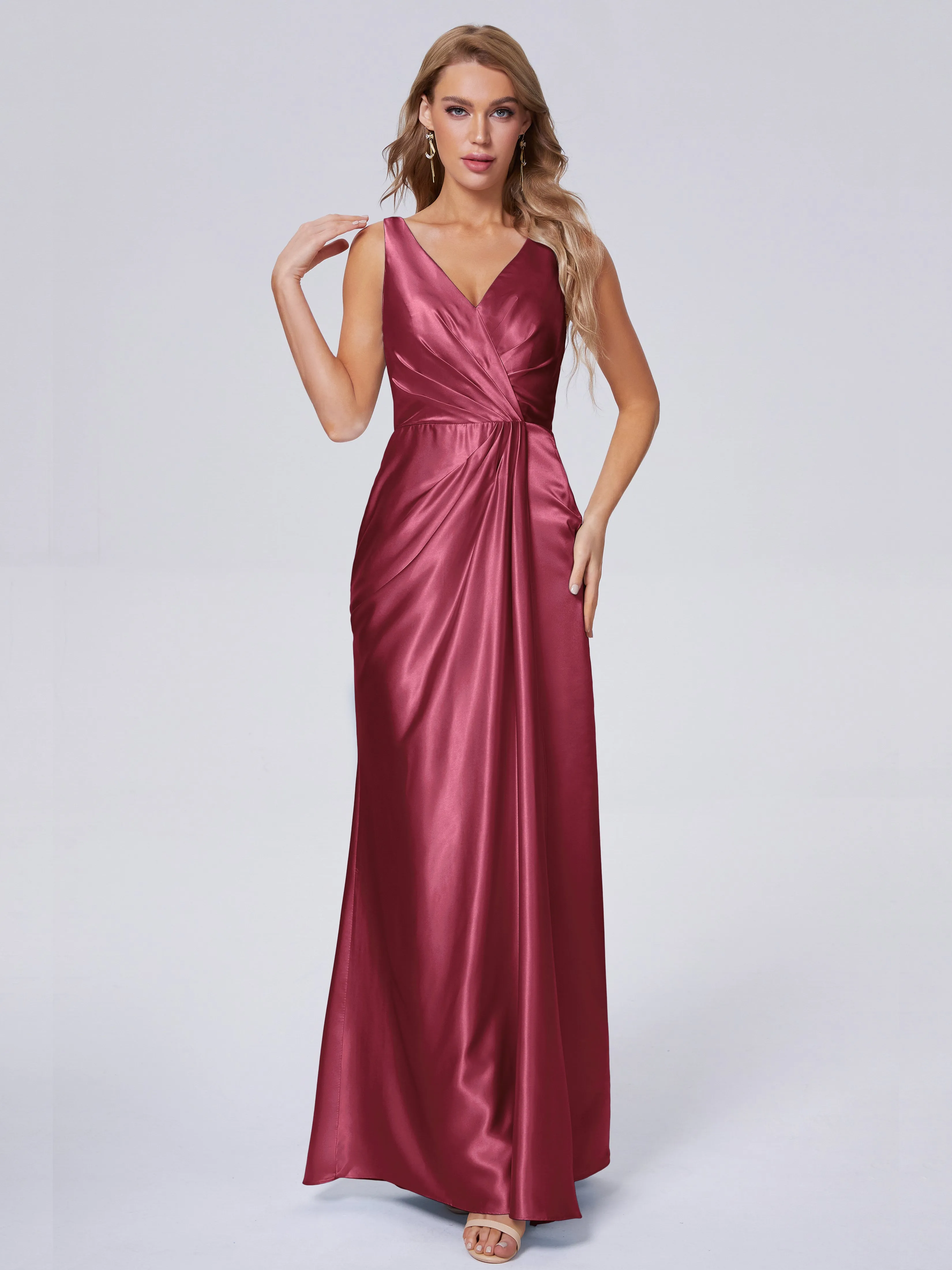 Parker V Neck Soft Satin Bridesmaid Dresses