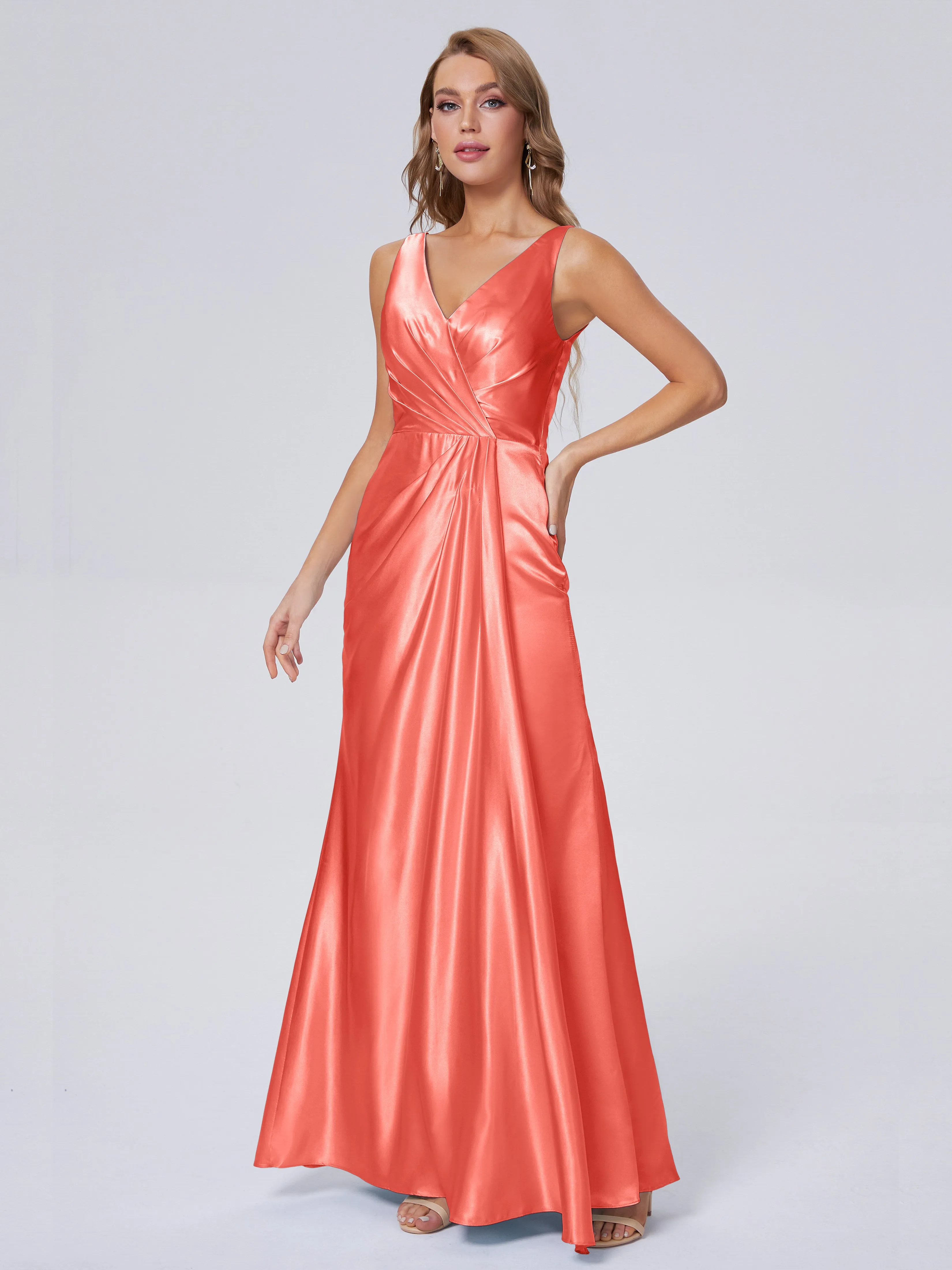 Parker V Neck Soft Satin Bridesmaid Dresses