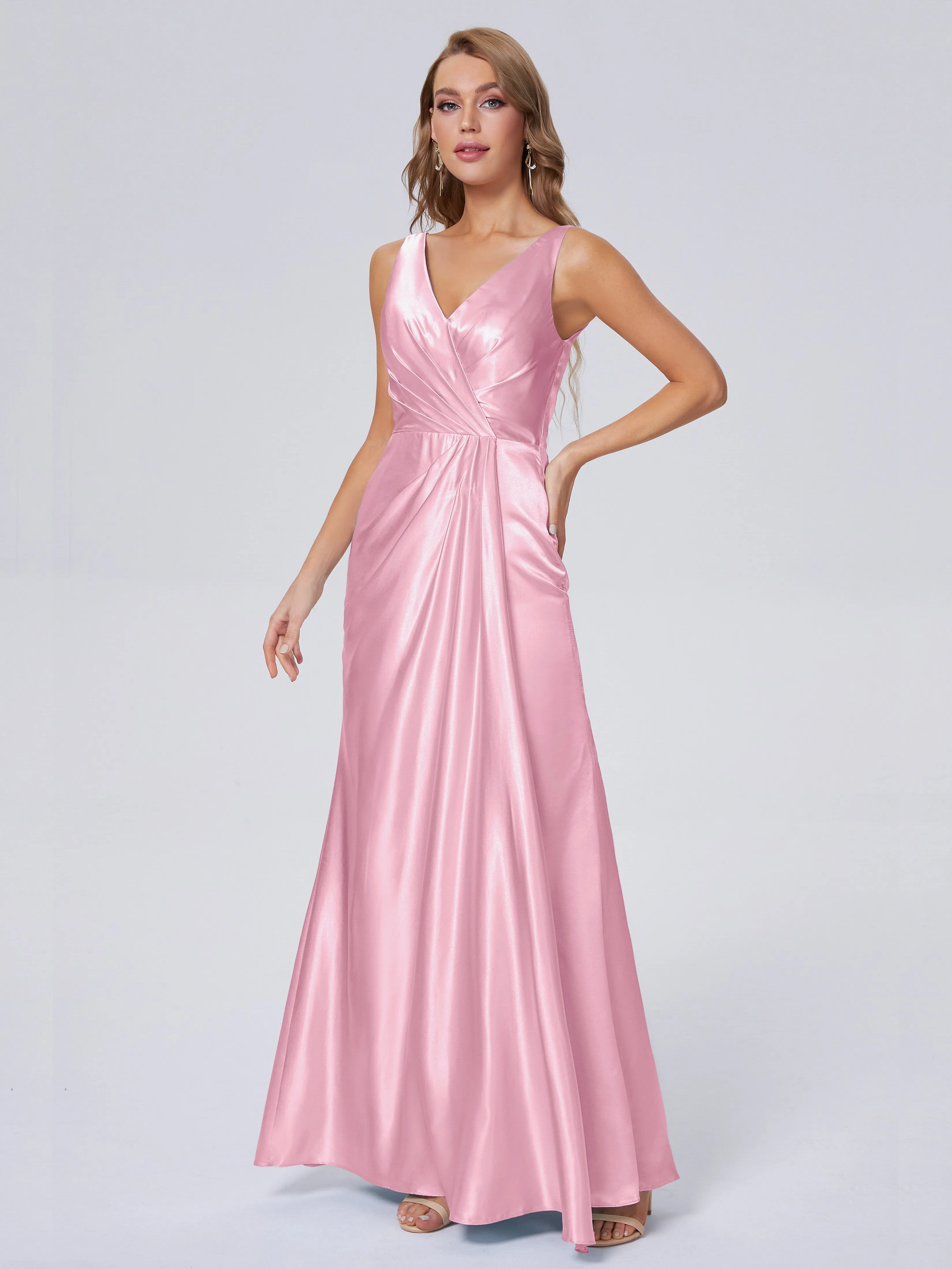 Parker V Neck Soft Satin Bridesmaid Dresses