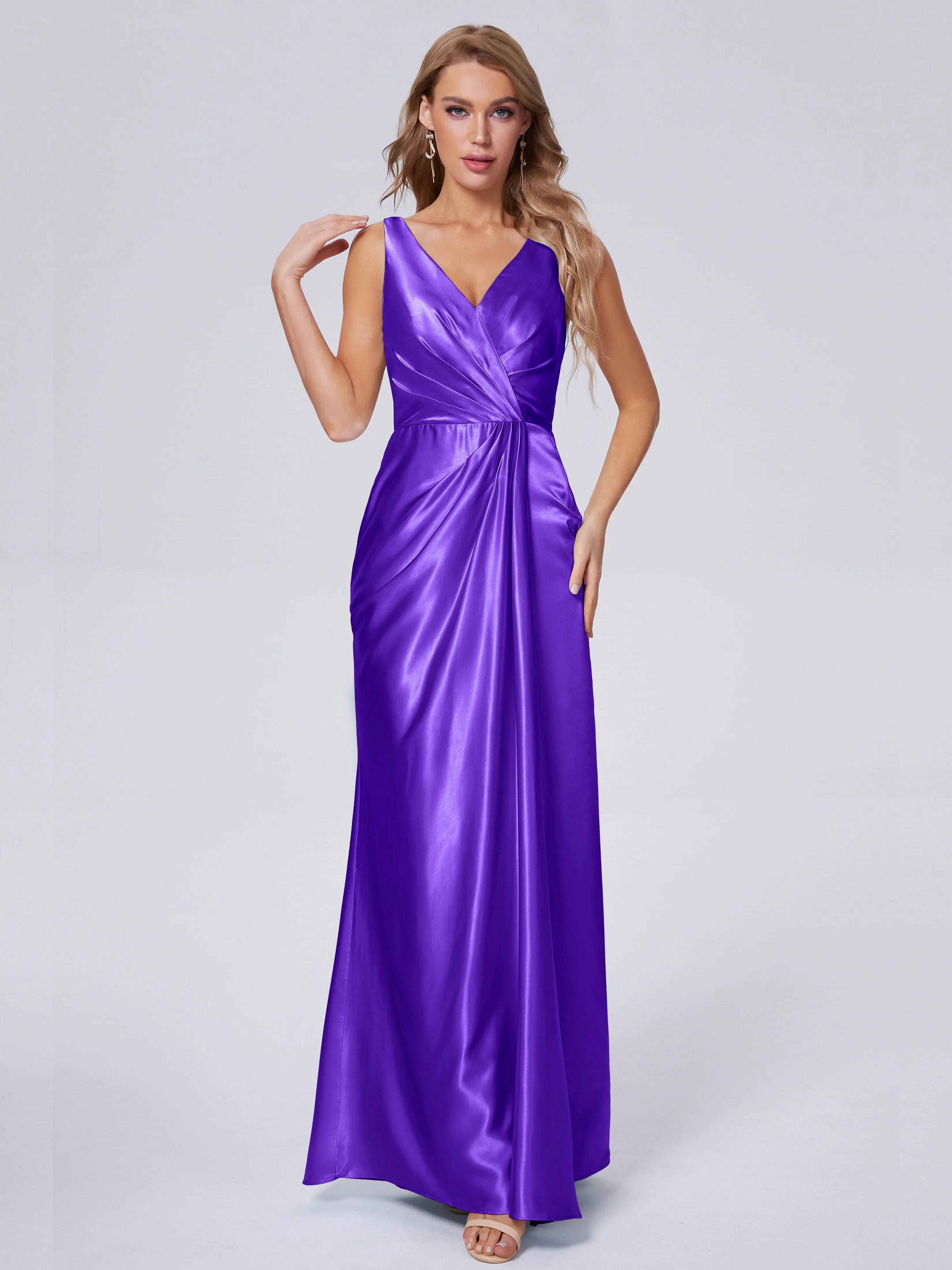 Parker V Neck Soft Satin Bridesmaid Dresses