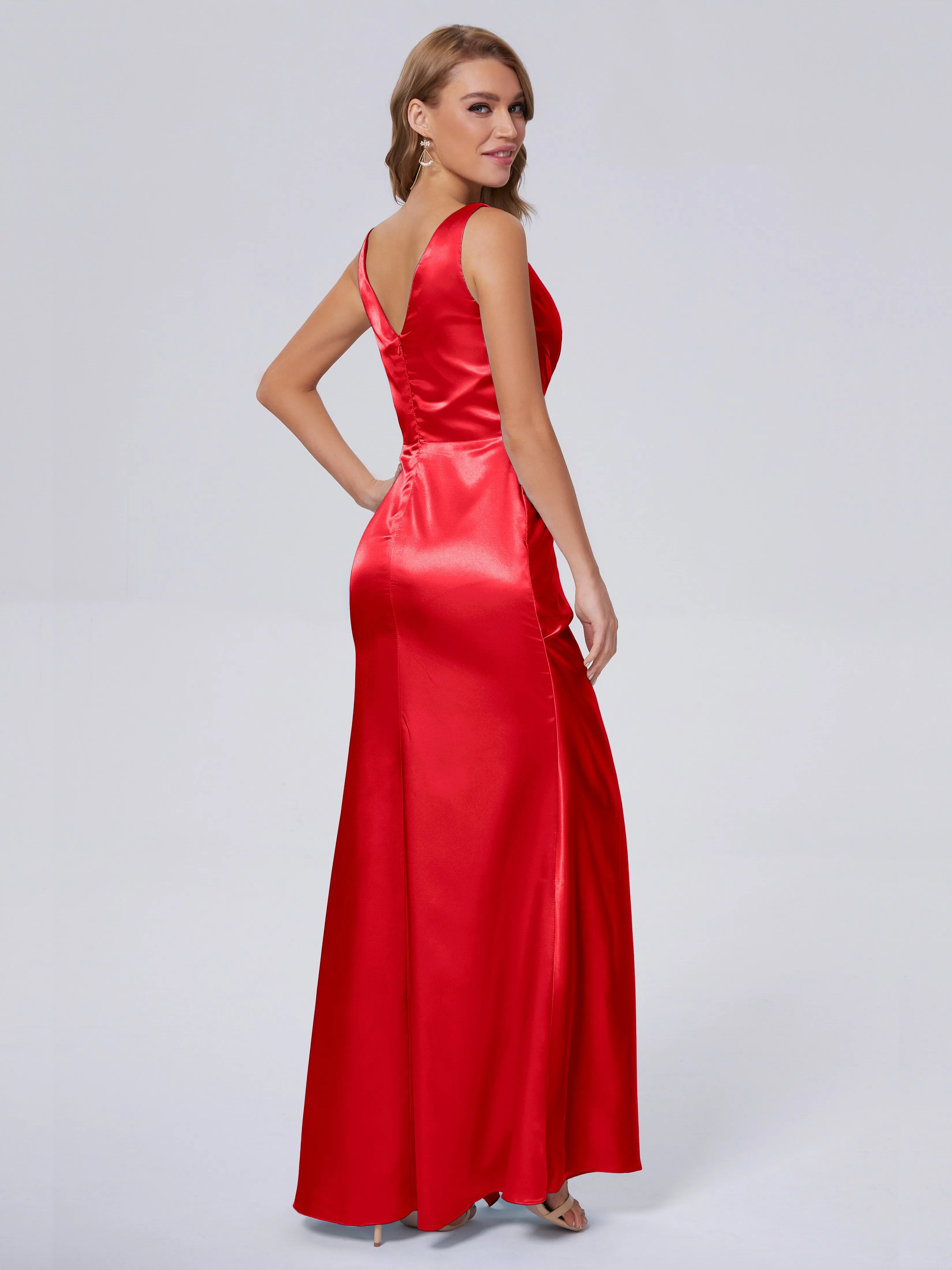Parker V Neck Soft Satin Bridesmaid Dresses