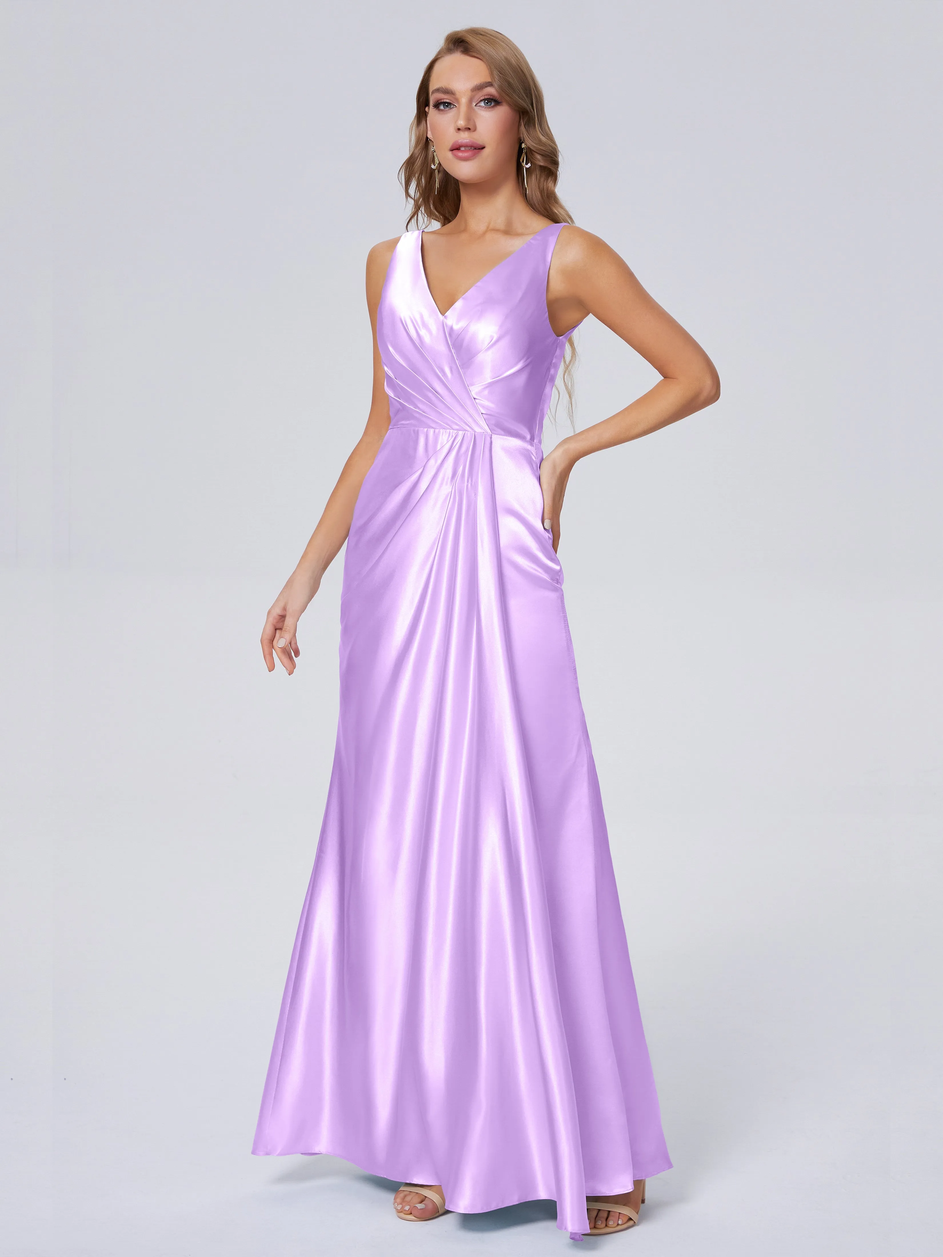 Parker V Neck Soft Satin Bridesmaid Dresses