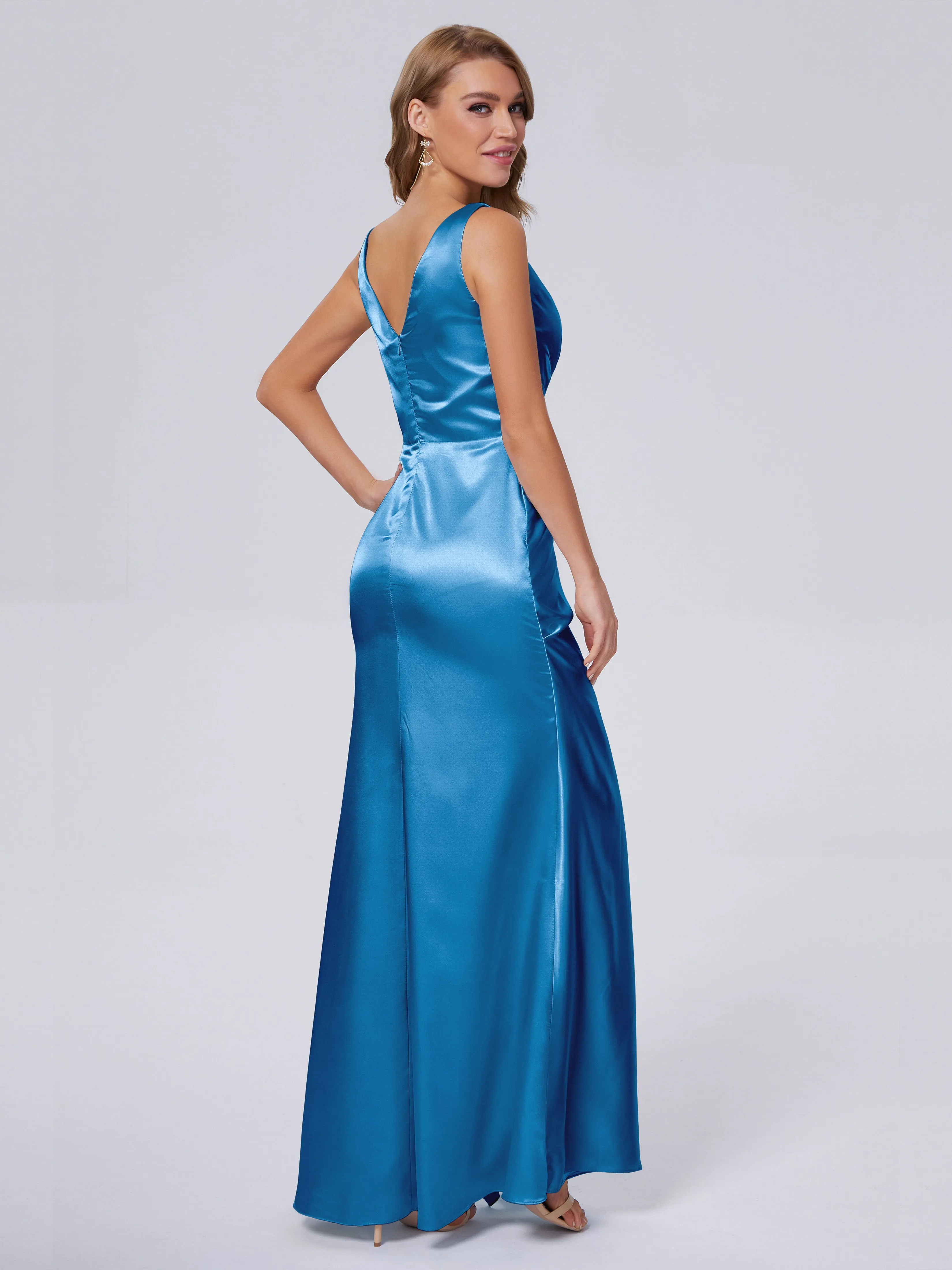 Parker V Neck Soft Satin Bridesmaid Dresses