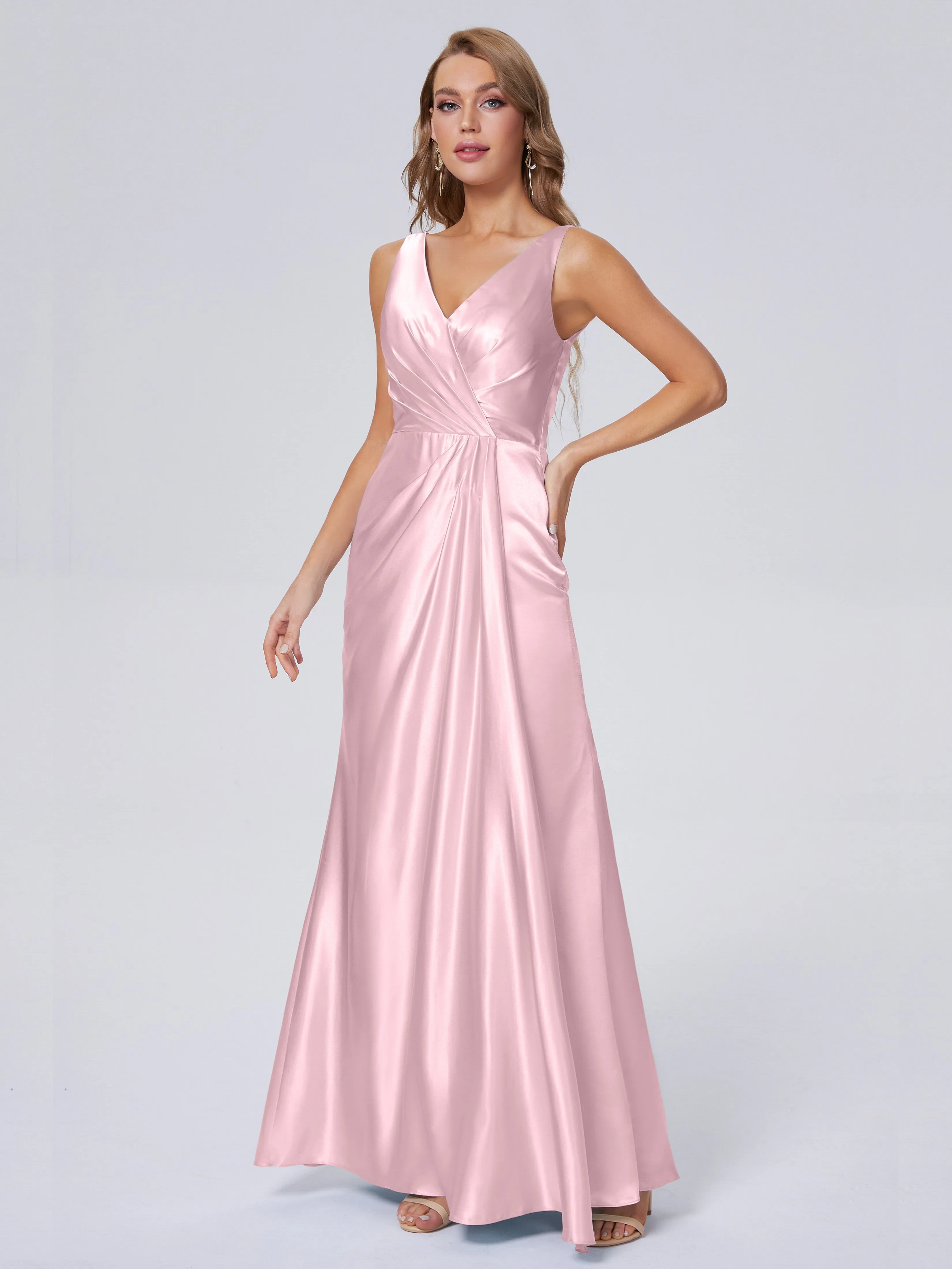 Parker V Neck Soft Satin Bridesmaid Dresses