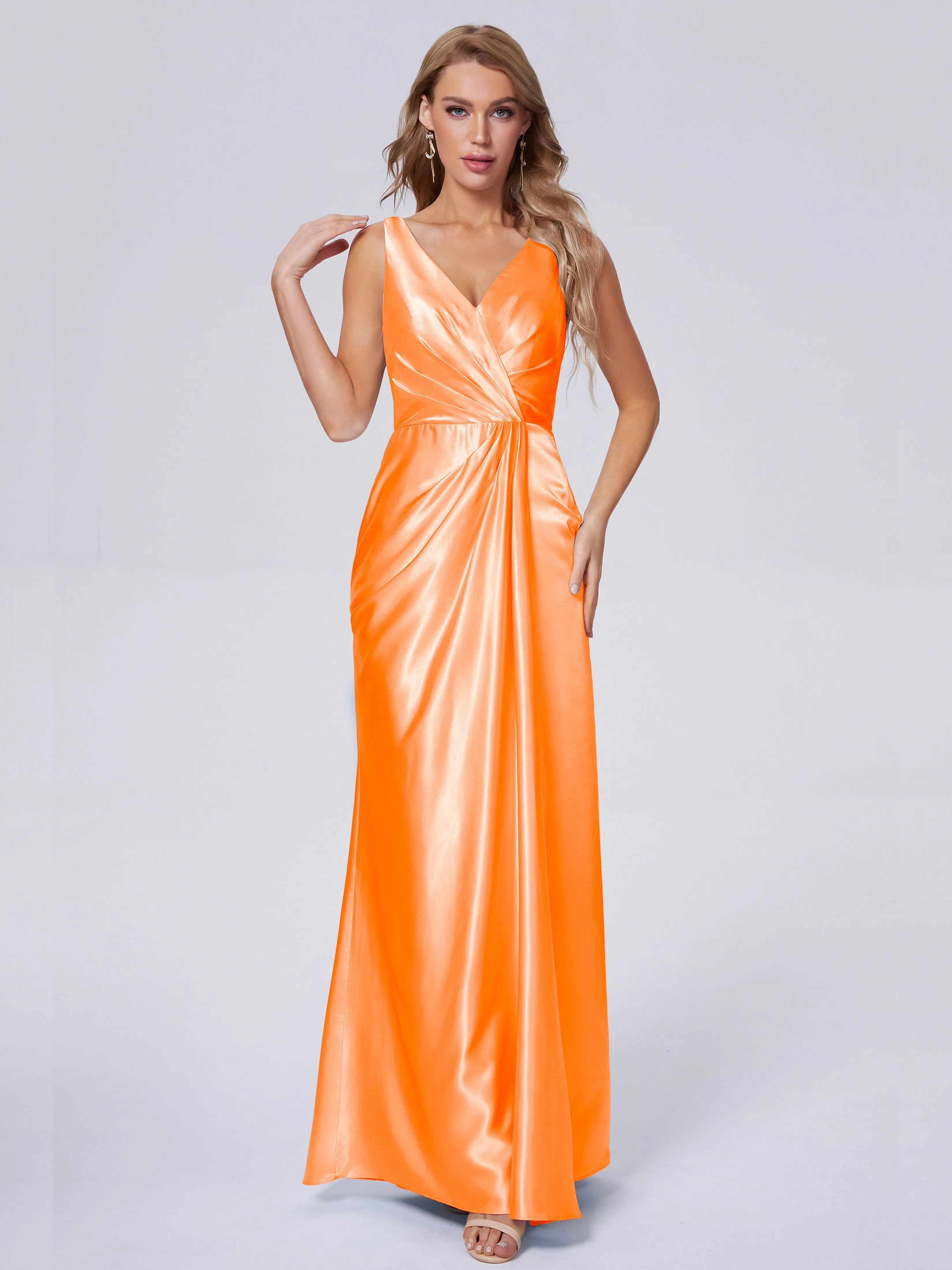 Parker V Neck Soft Satin Bridesmaid Dresses
