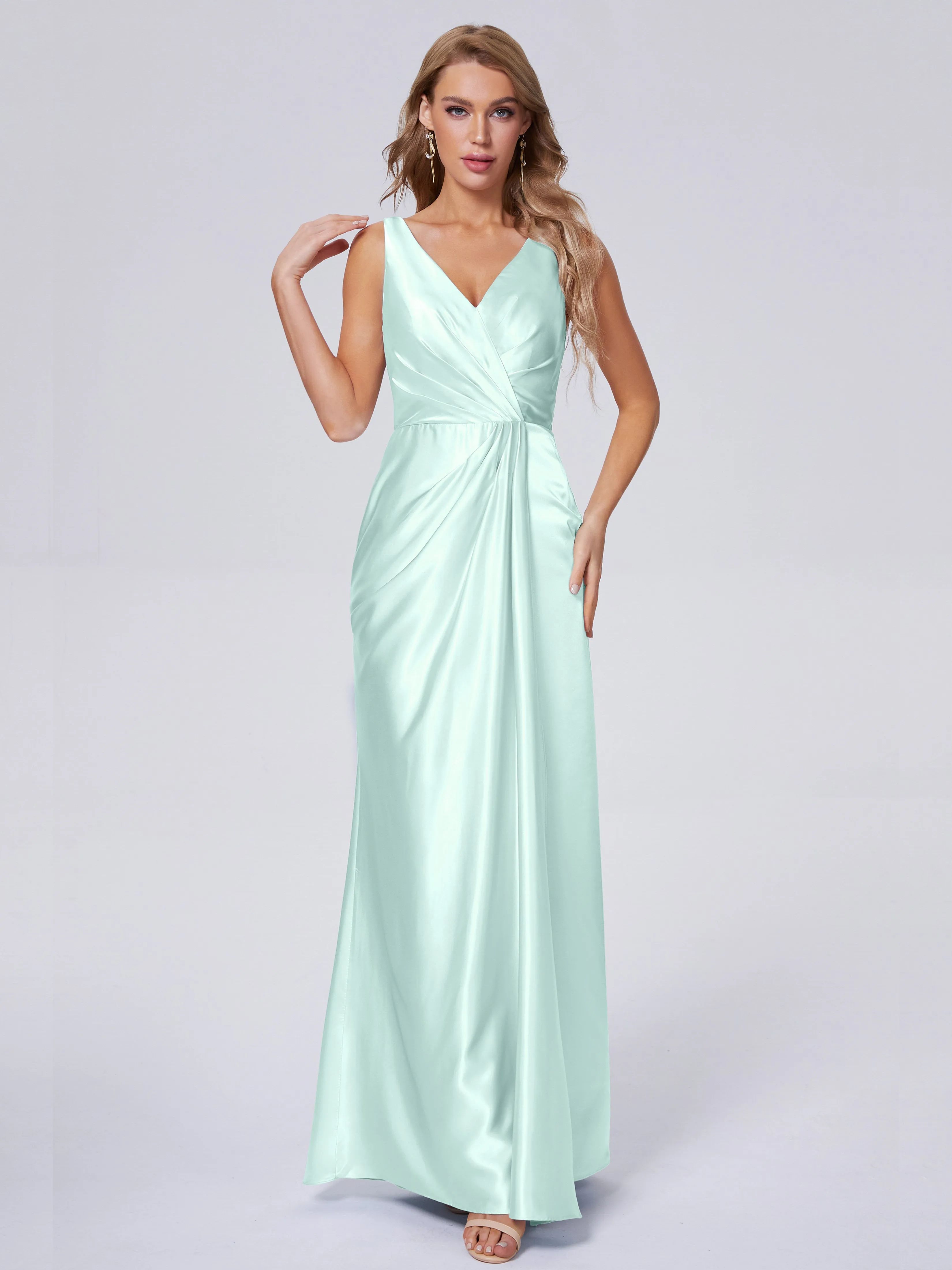 Parker V Neck Soft Satin Bridesmaid Dresses