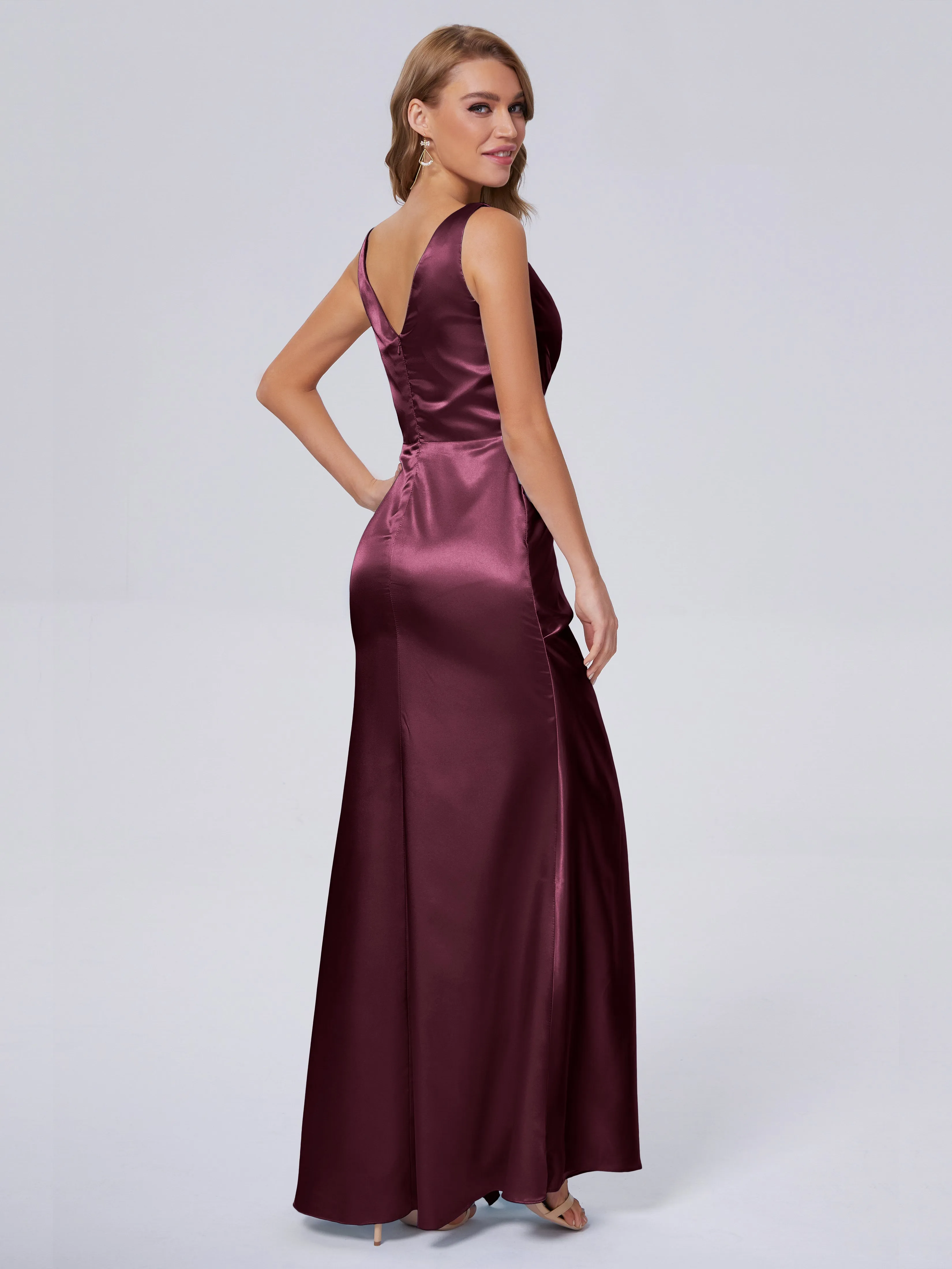 Parker V Neck Soft Satin Bridesmaid Dresses