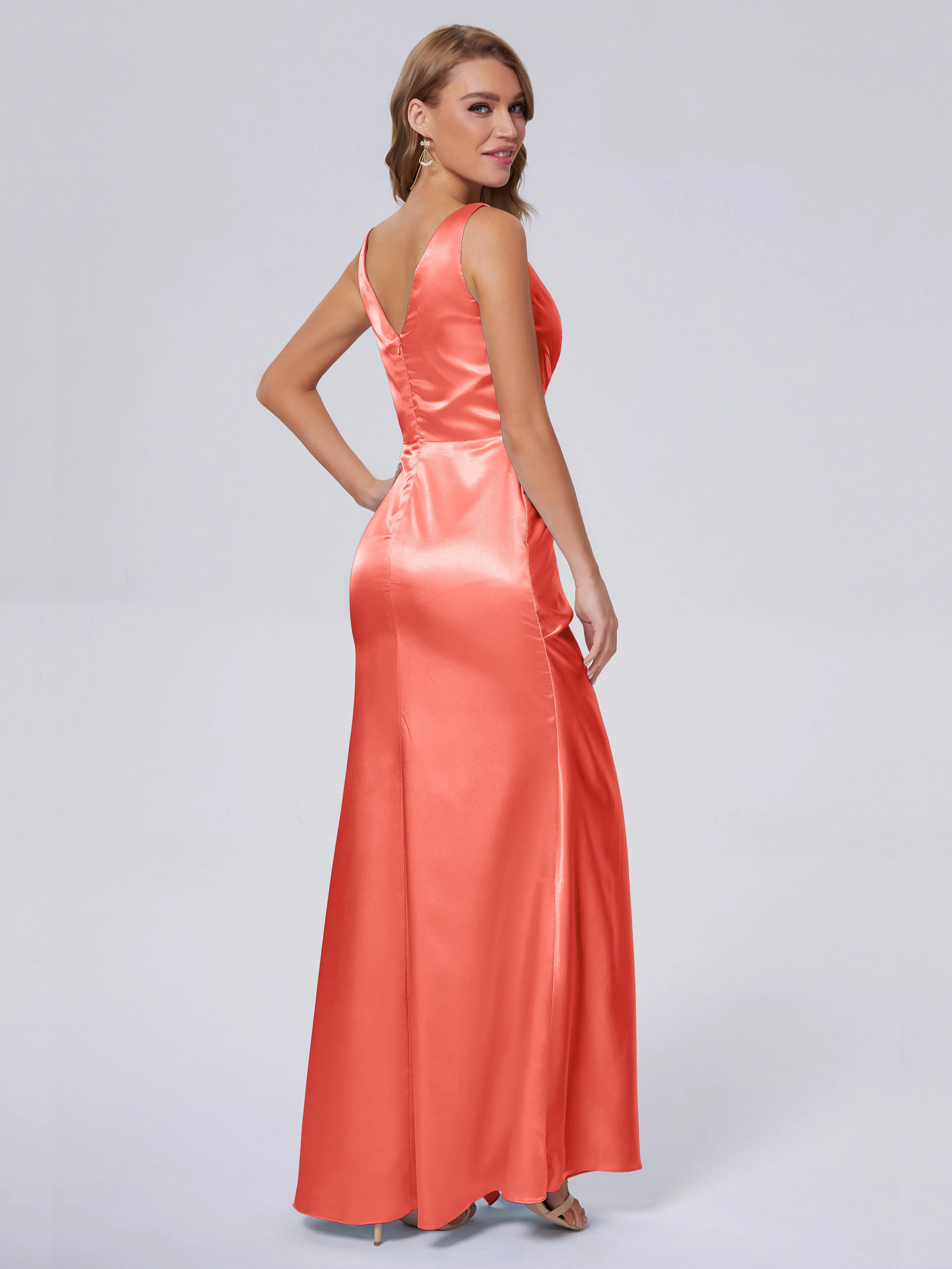 Parker V Neck Soft Satin Bridesmaid Dresses