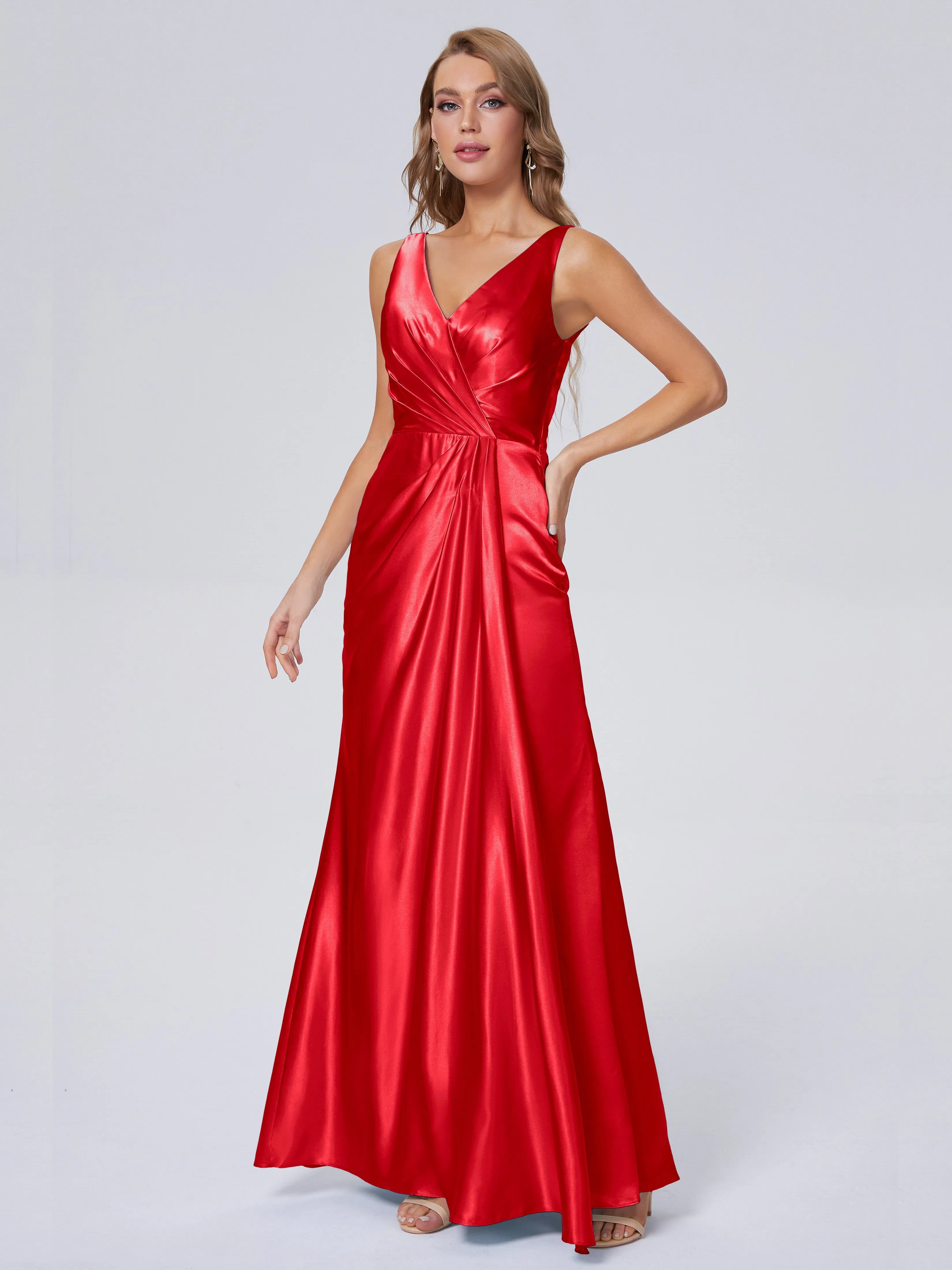 Parker V Neck Soft Satin Bridesmaid Dresses