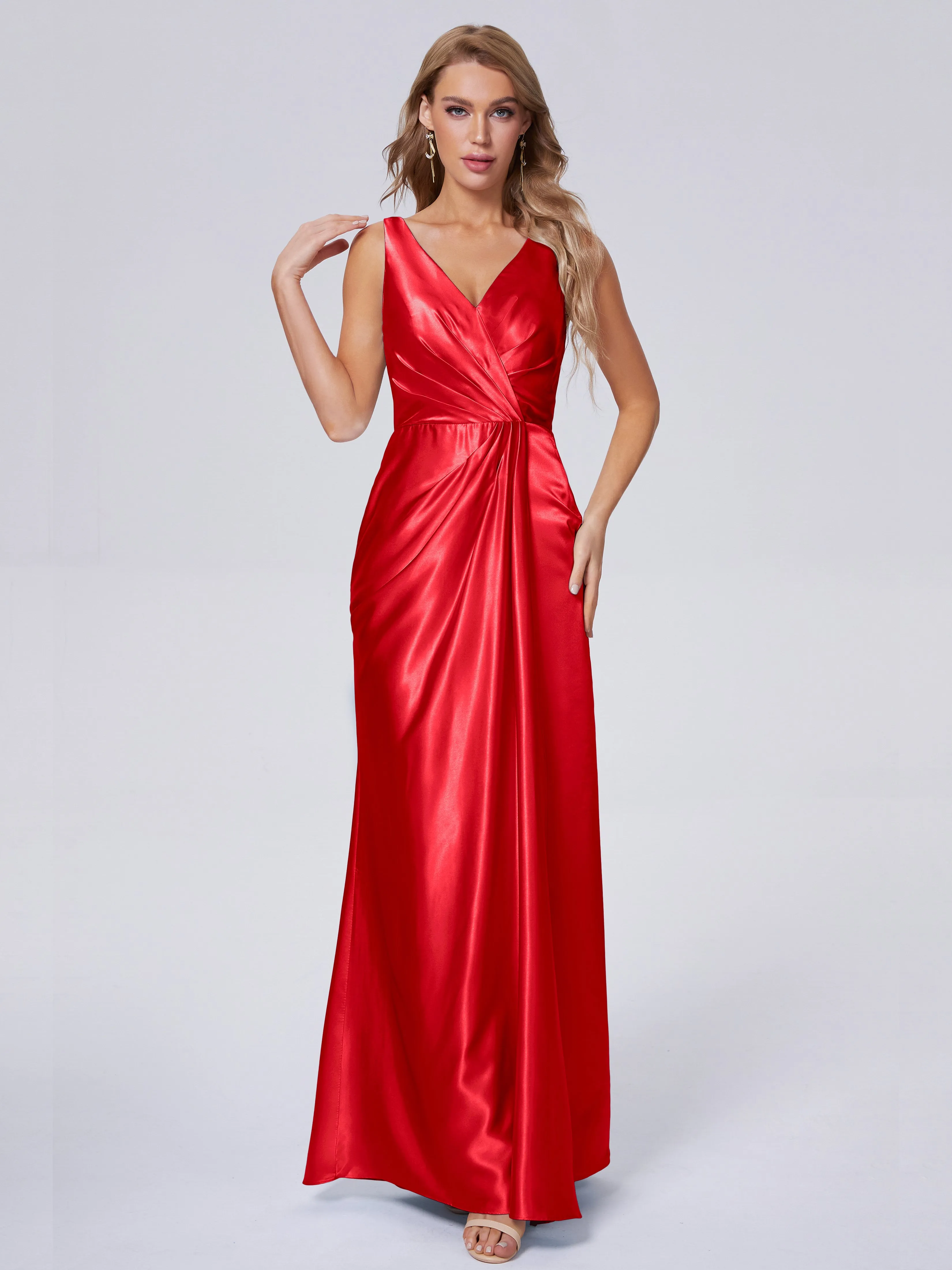 Parker V Neck Soft Satin Bridesmaid Dresses