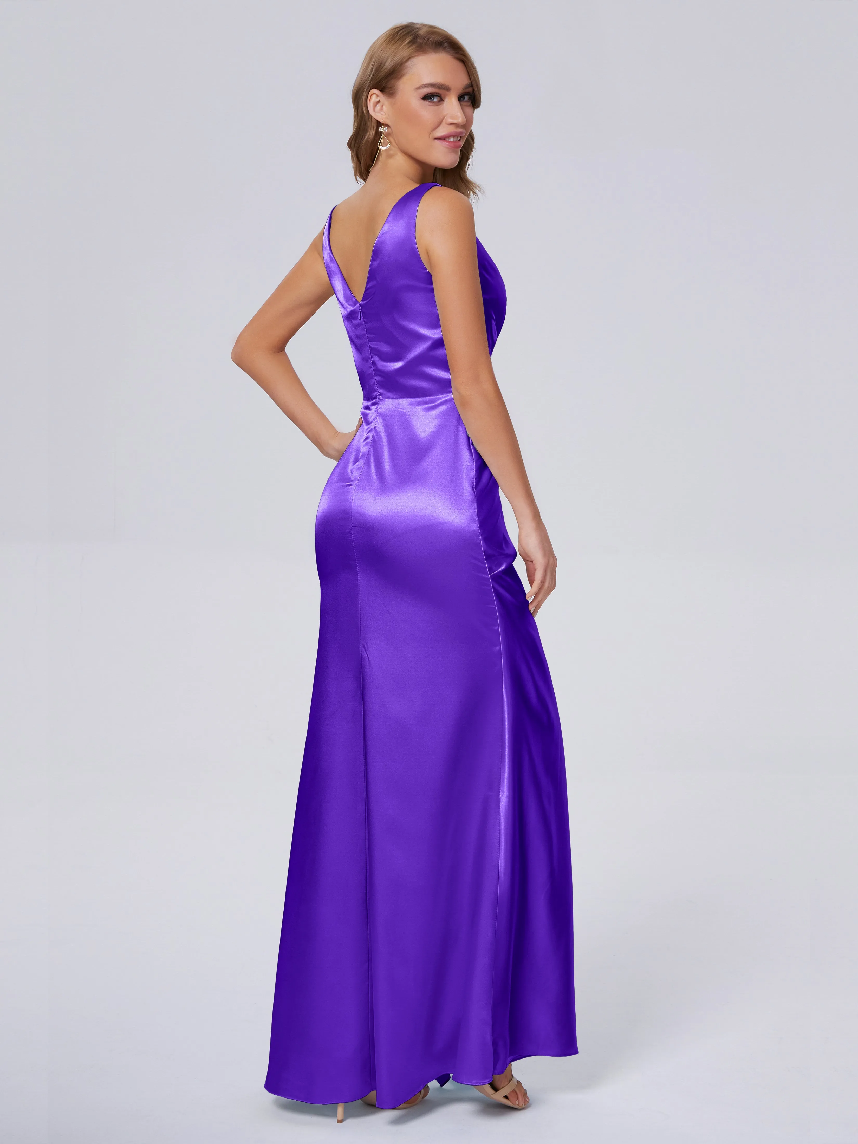 Parker V Neck Soft Satin Bridesmaid Dresses