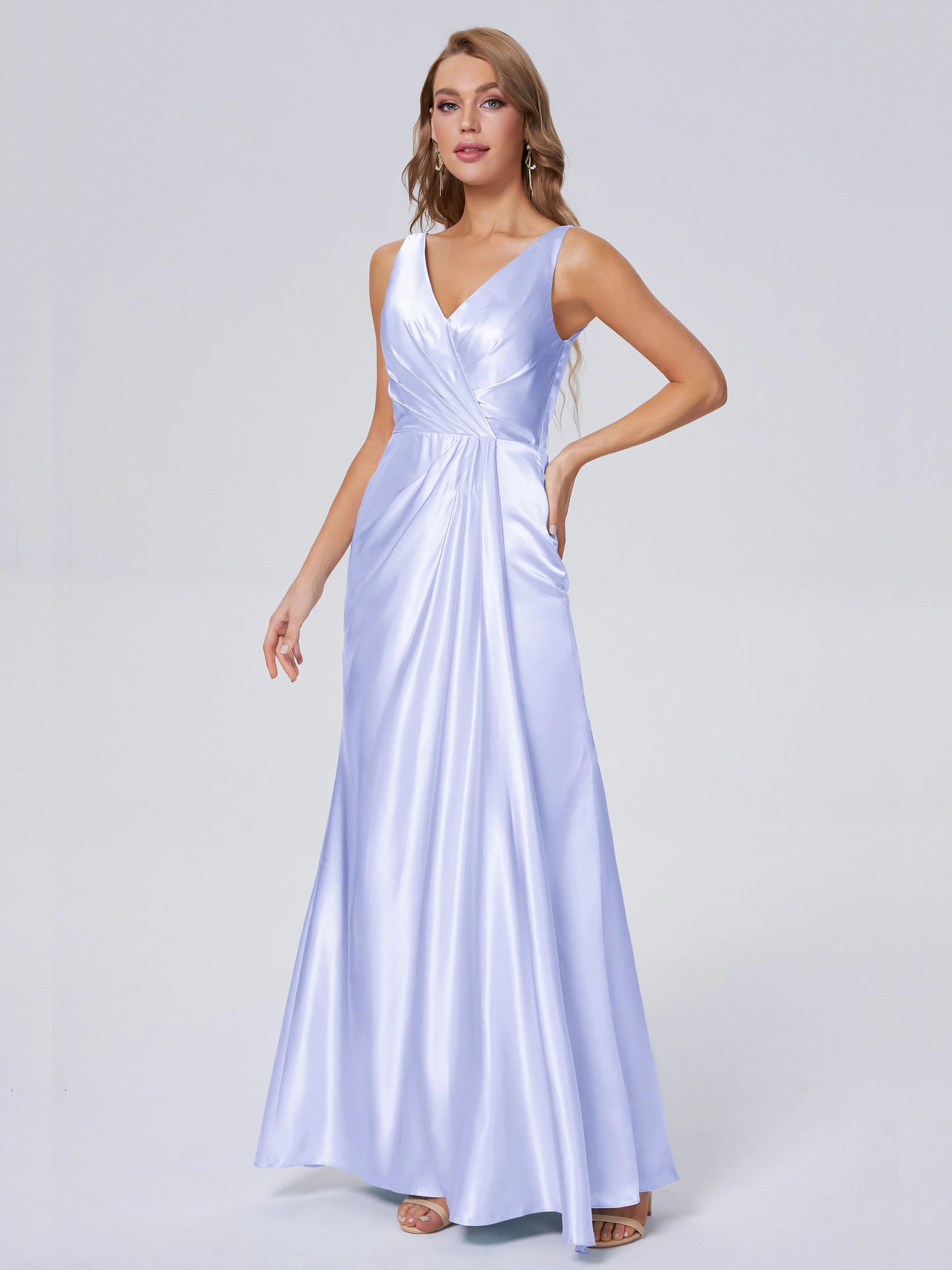 Parker V Neck Soft Satin Bridesmaid Dresses