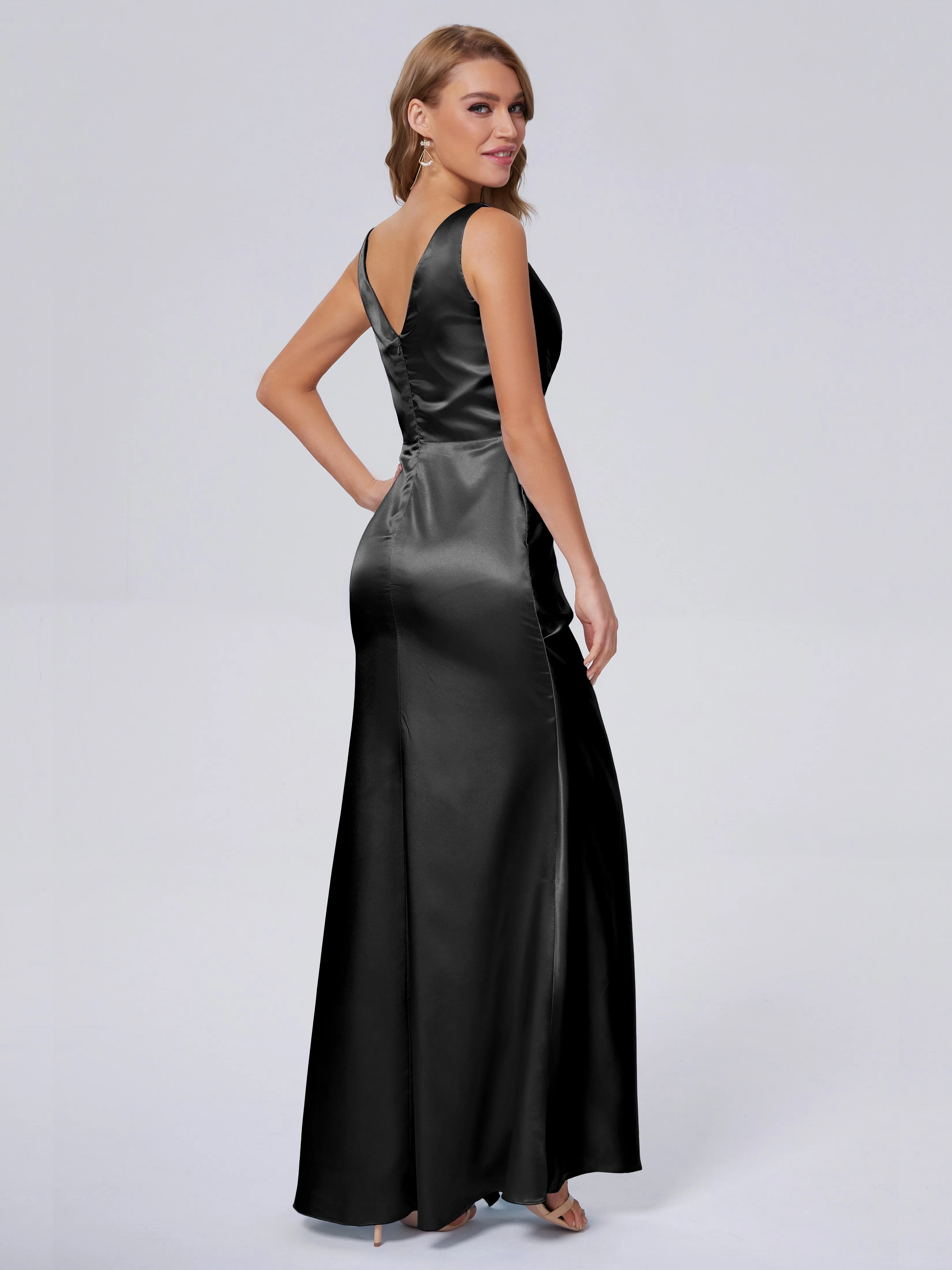 Parker V Neck Soft Satin Bridesmaid Dresses