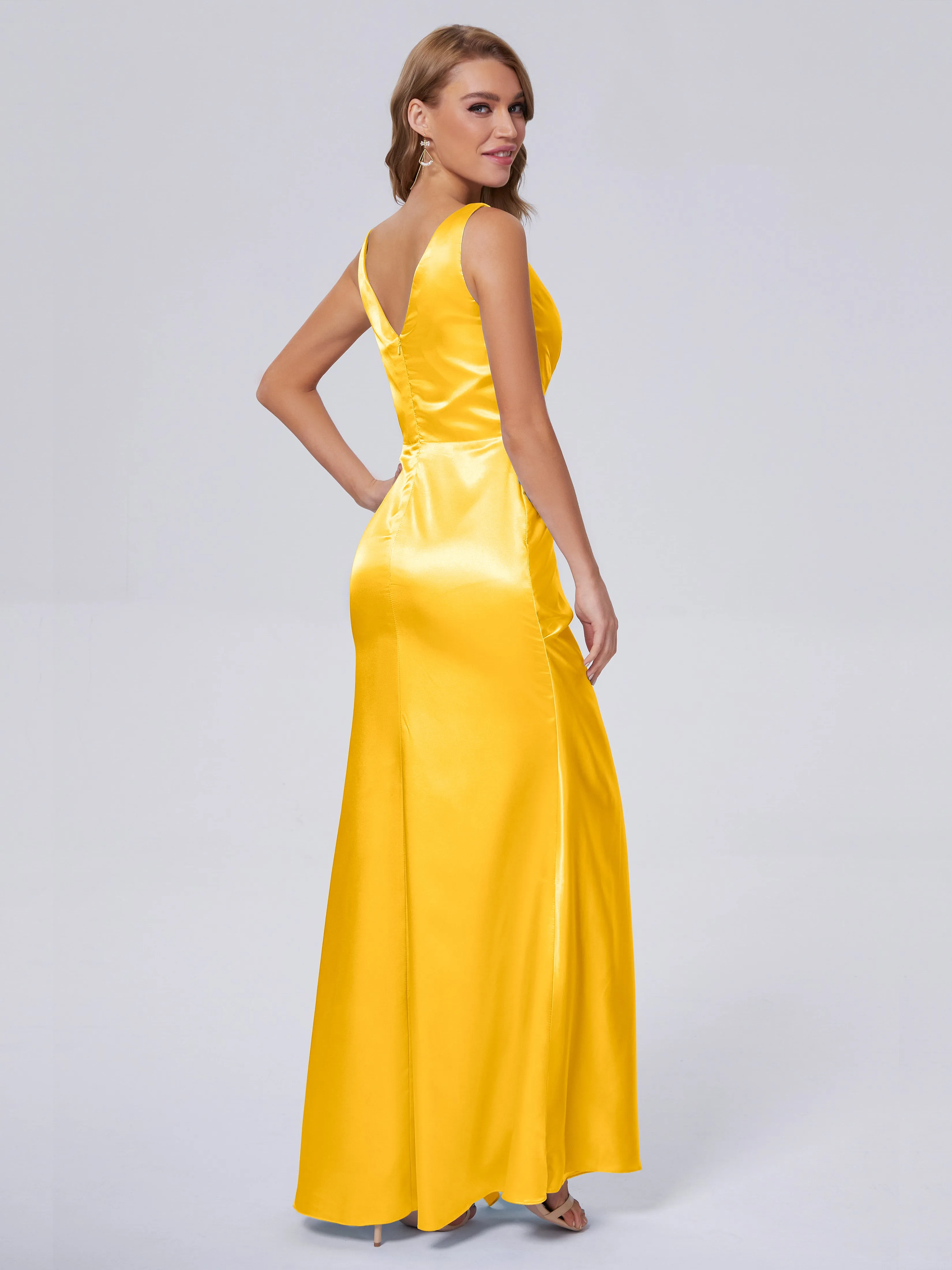 Parker V Neck Soft Satin Bridesmaid Dresses