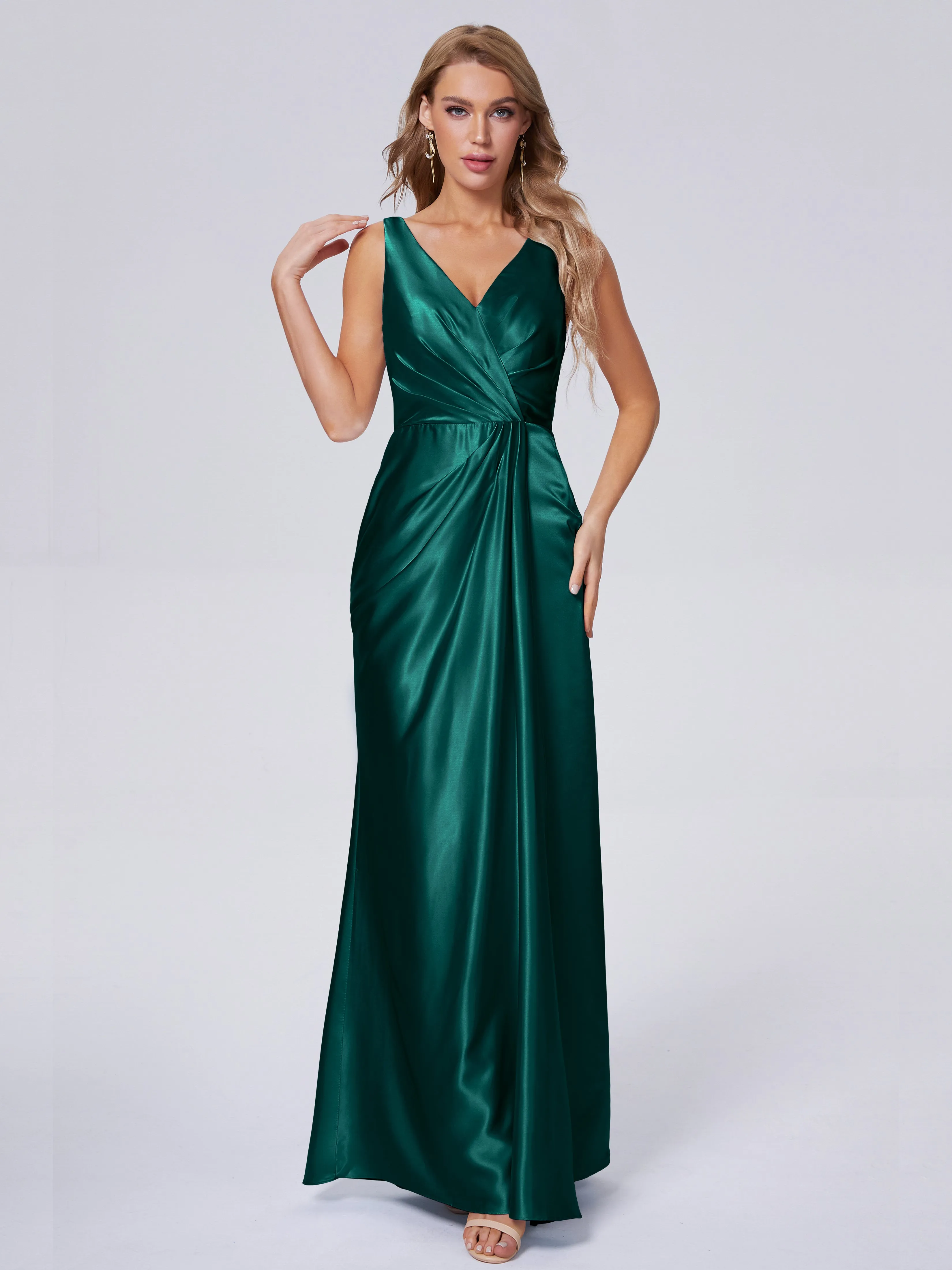 Parker V Neck Soft Satin Bridesmaid Dresses