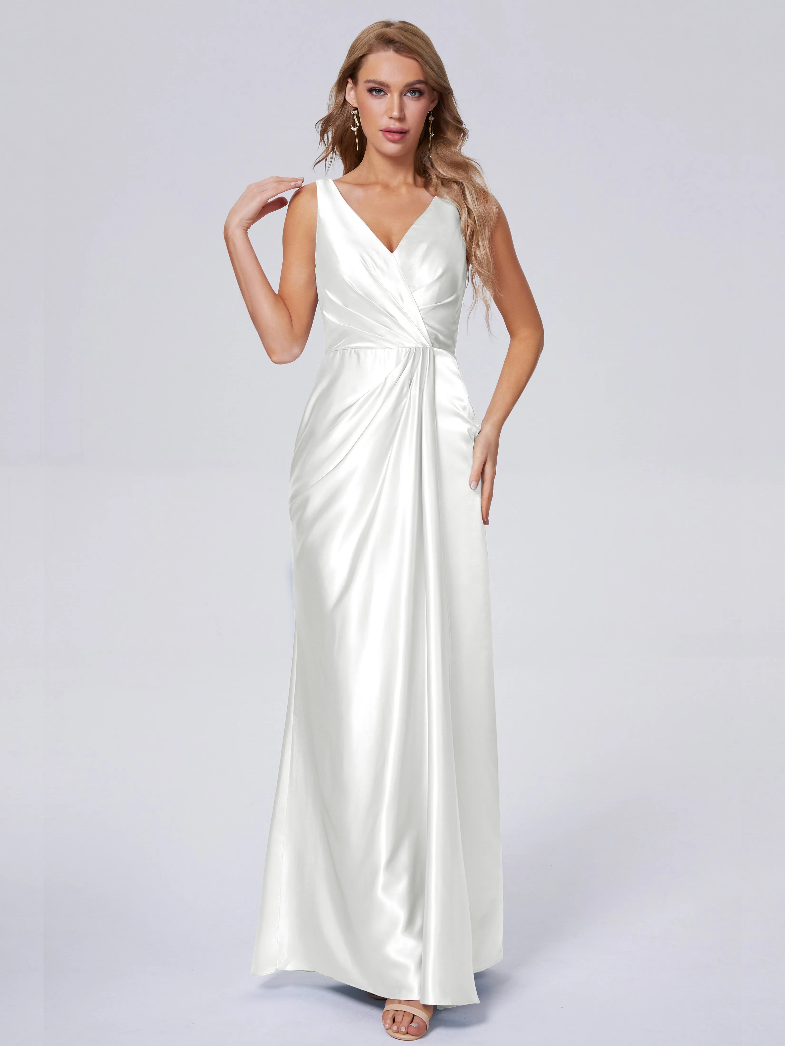 Parker V Neck Soft Satin Bridesmaid Dresses