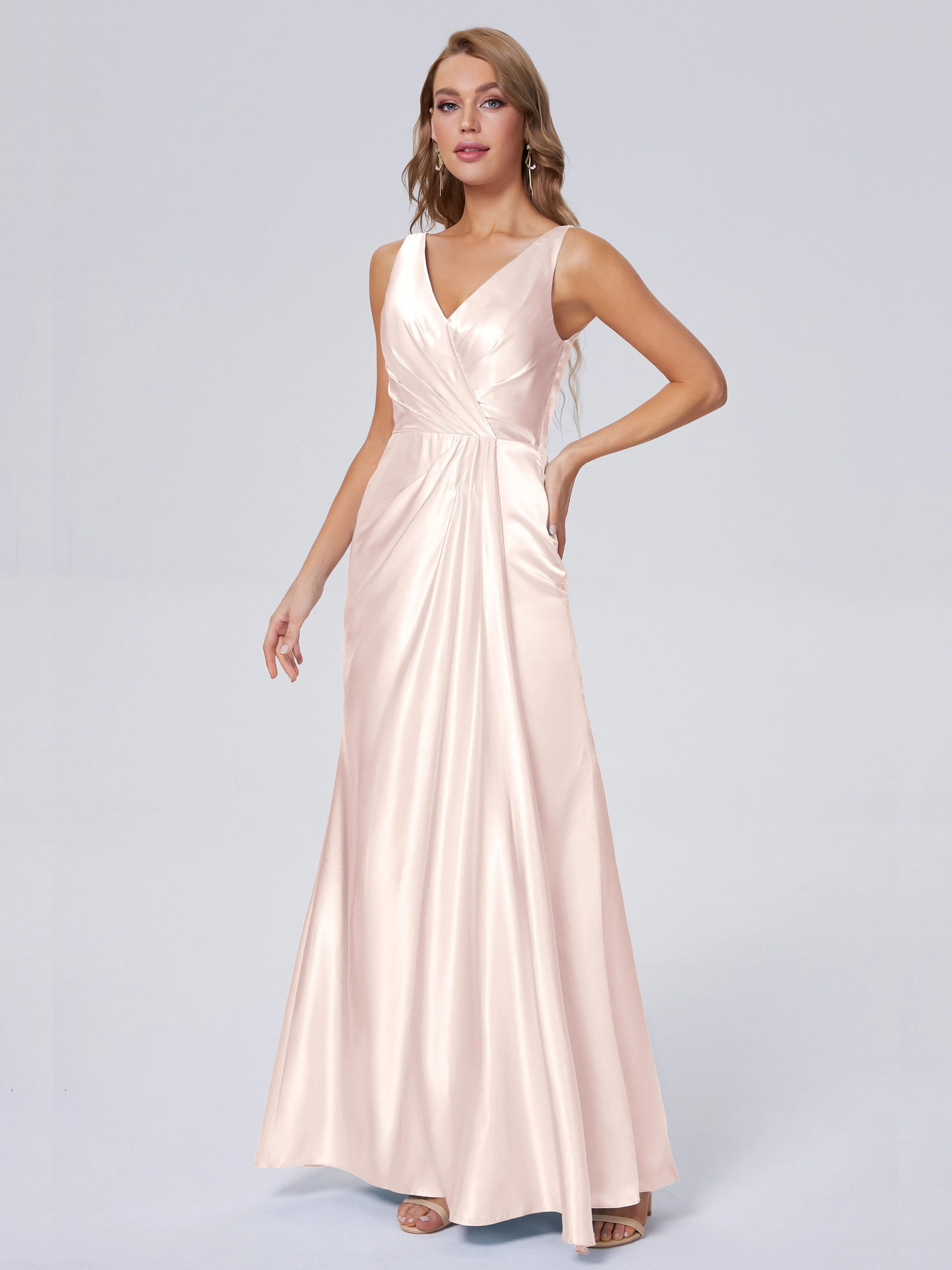 Parker V Neck Soft Satin Bridesmaid Dresses