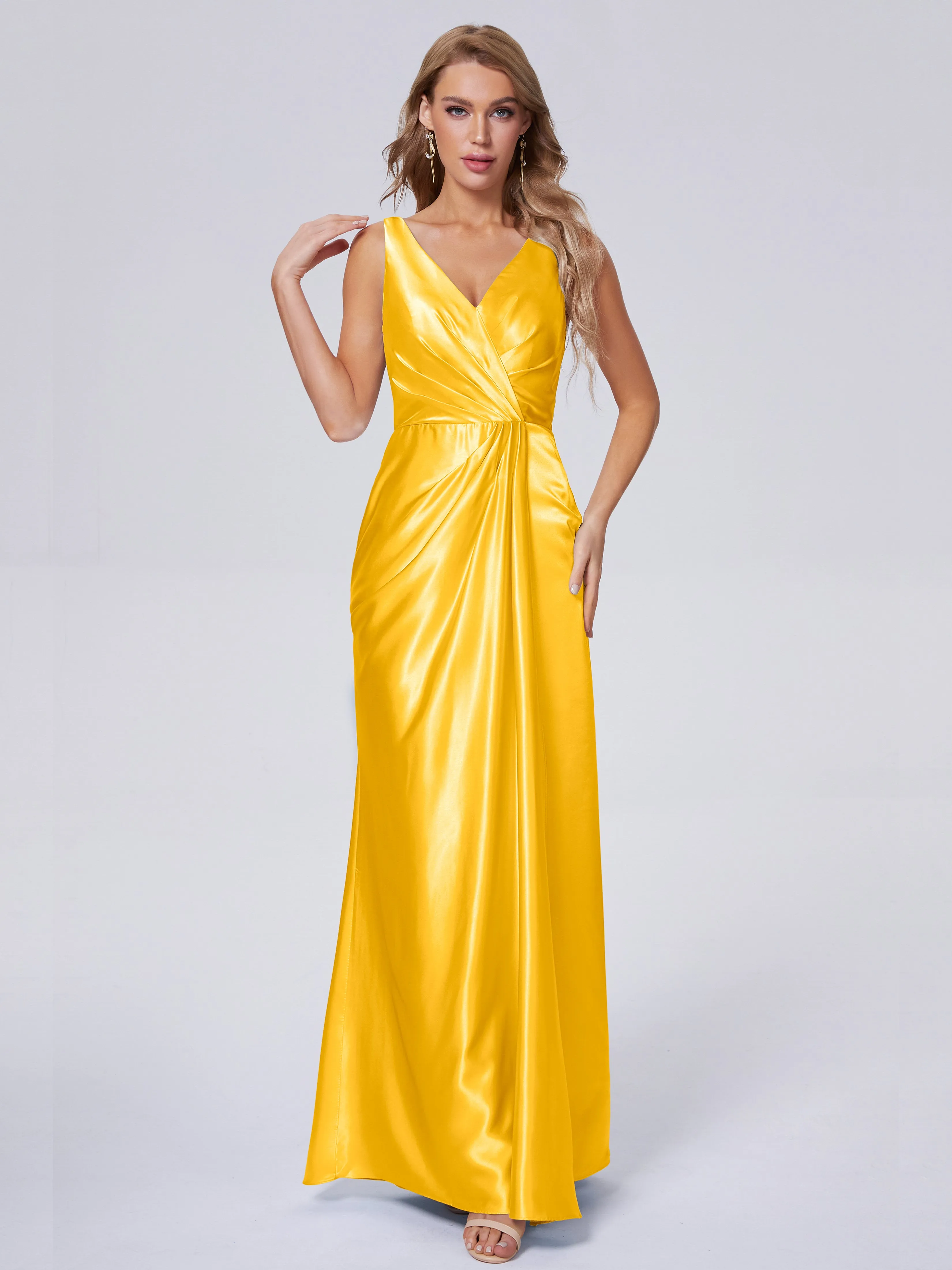Parker V Neck Soft Satin Bridesmaid Dresses