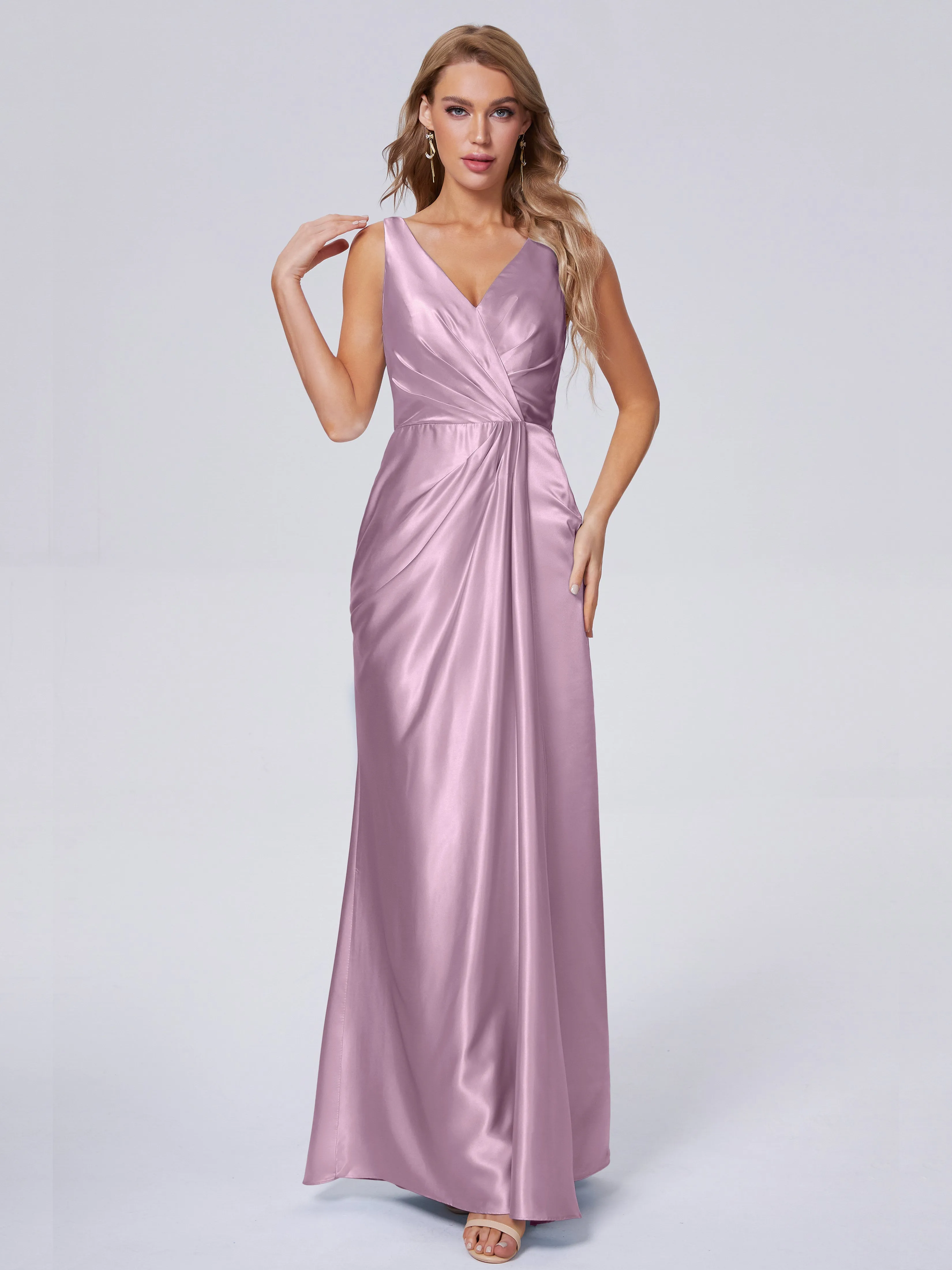 Parker V Neck Soft Satin Bridesmaid Dresses