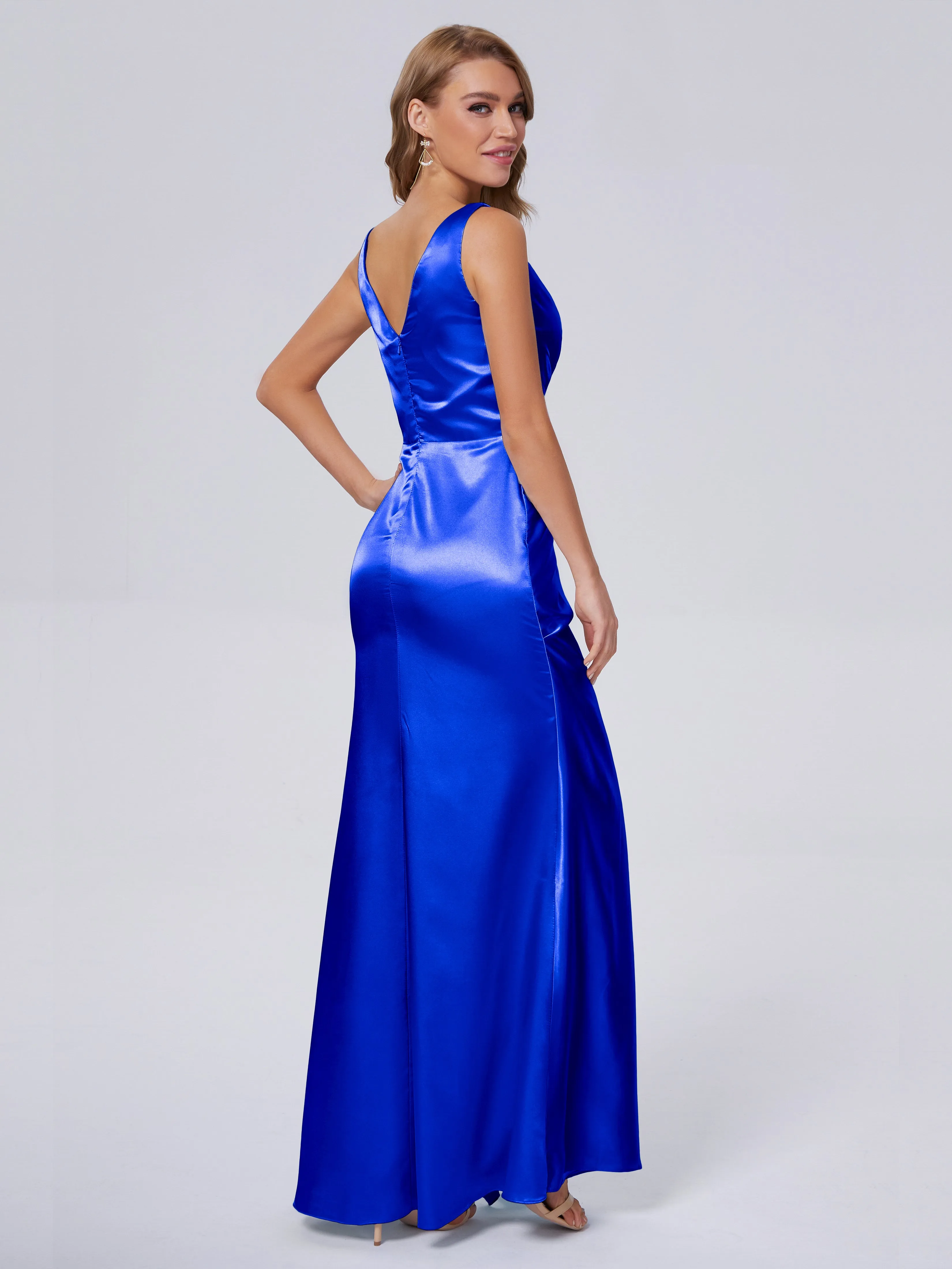 Parker V Neck Soft Satin Bridesmaid Dresses