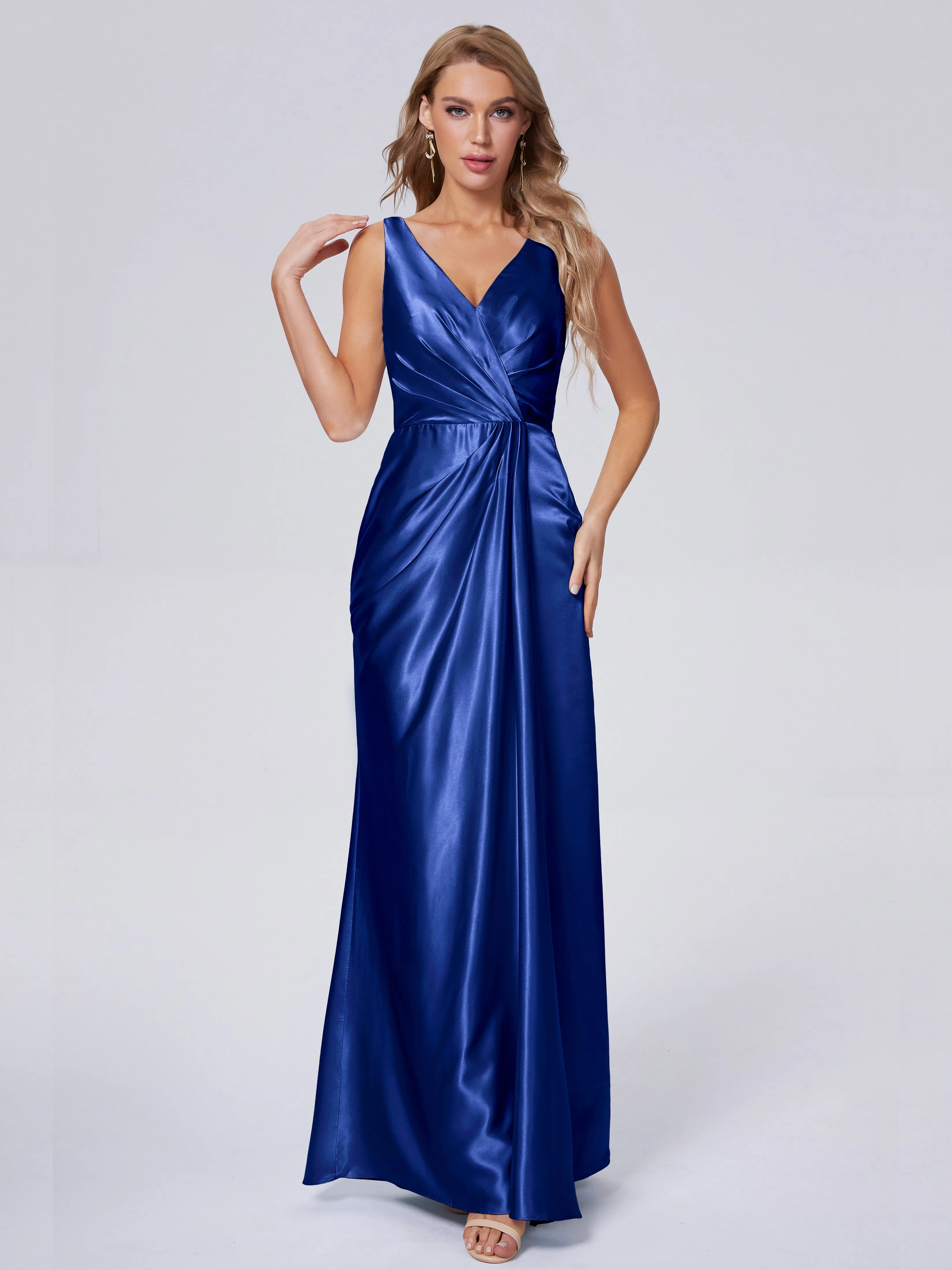 Parker V Neck Soft Satin Bridesmaid Dresses