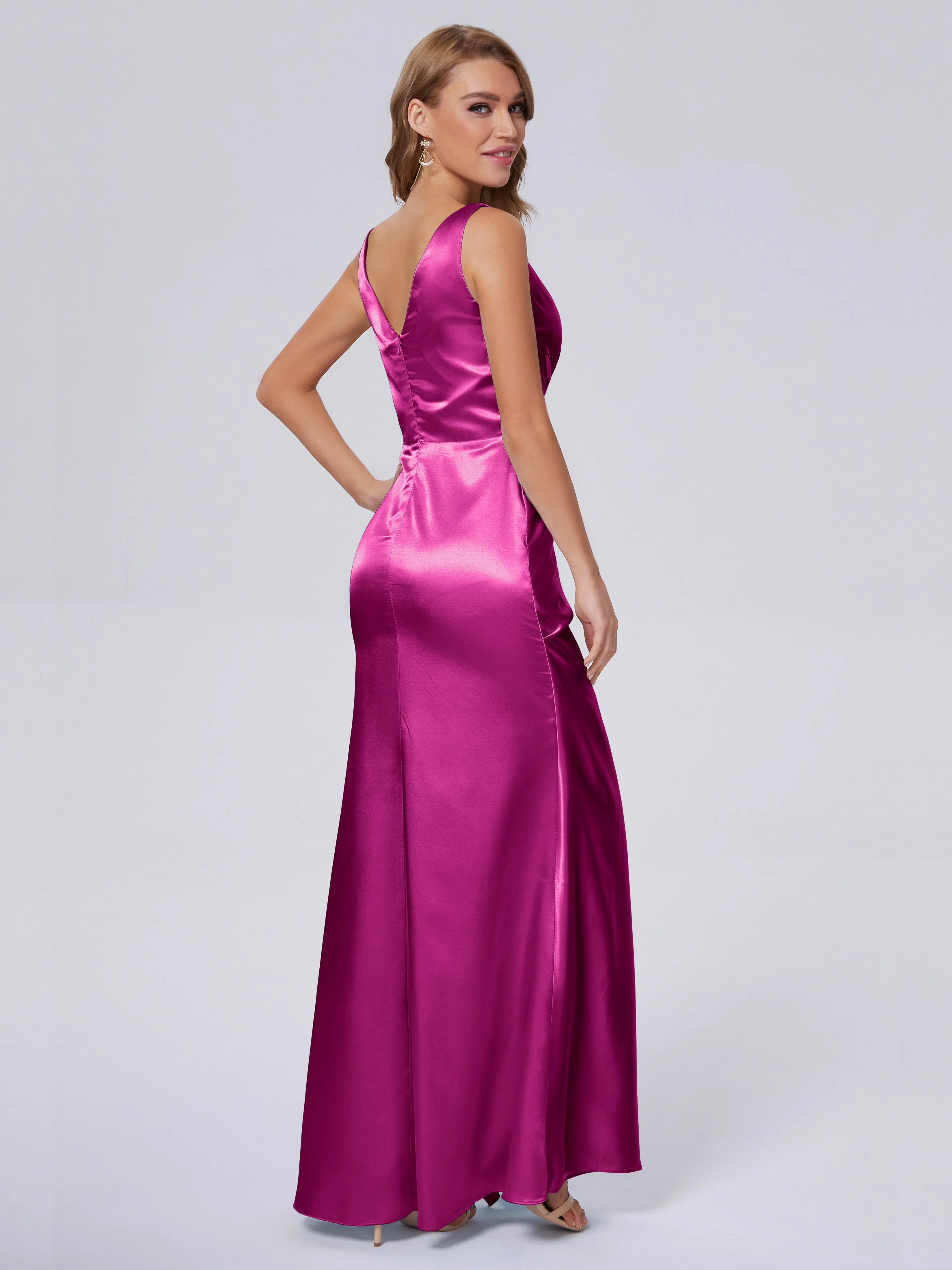 Parker V Neck Soft Satin Bridesmaid Dresses