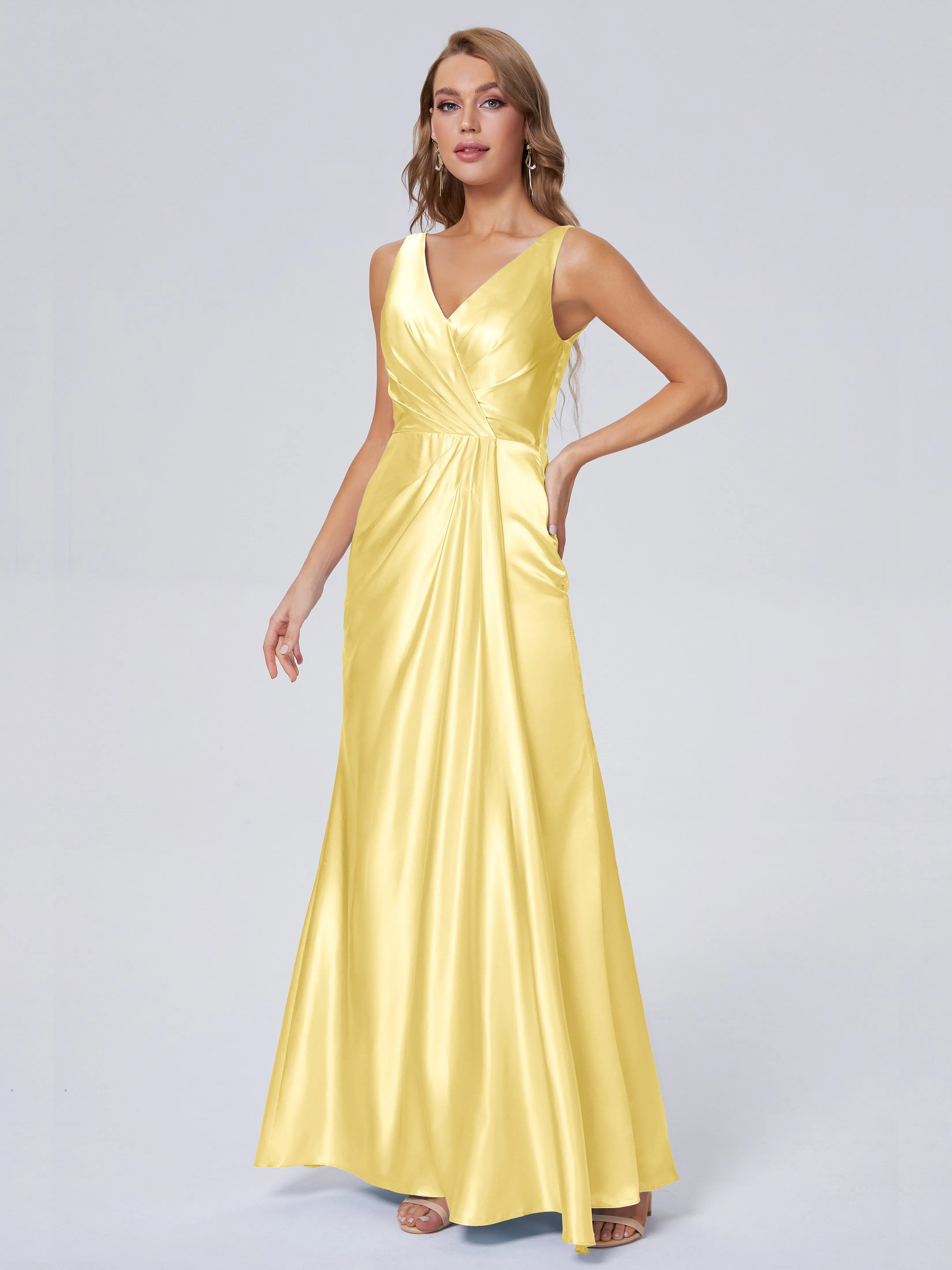 Parker V Neck Soft Satin Bridesmaid Dresses