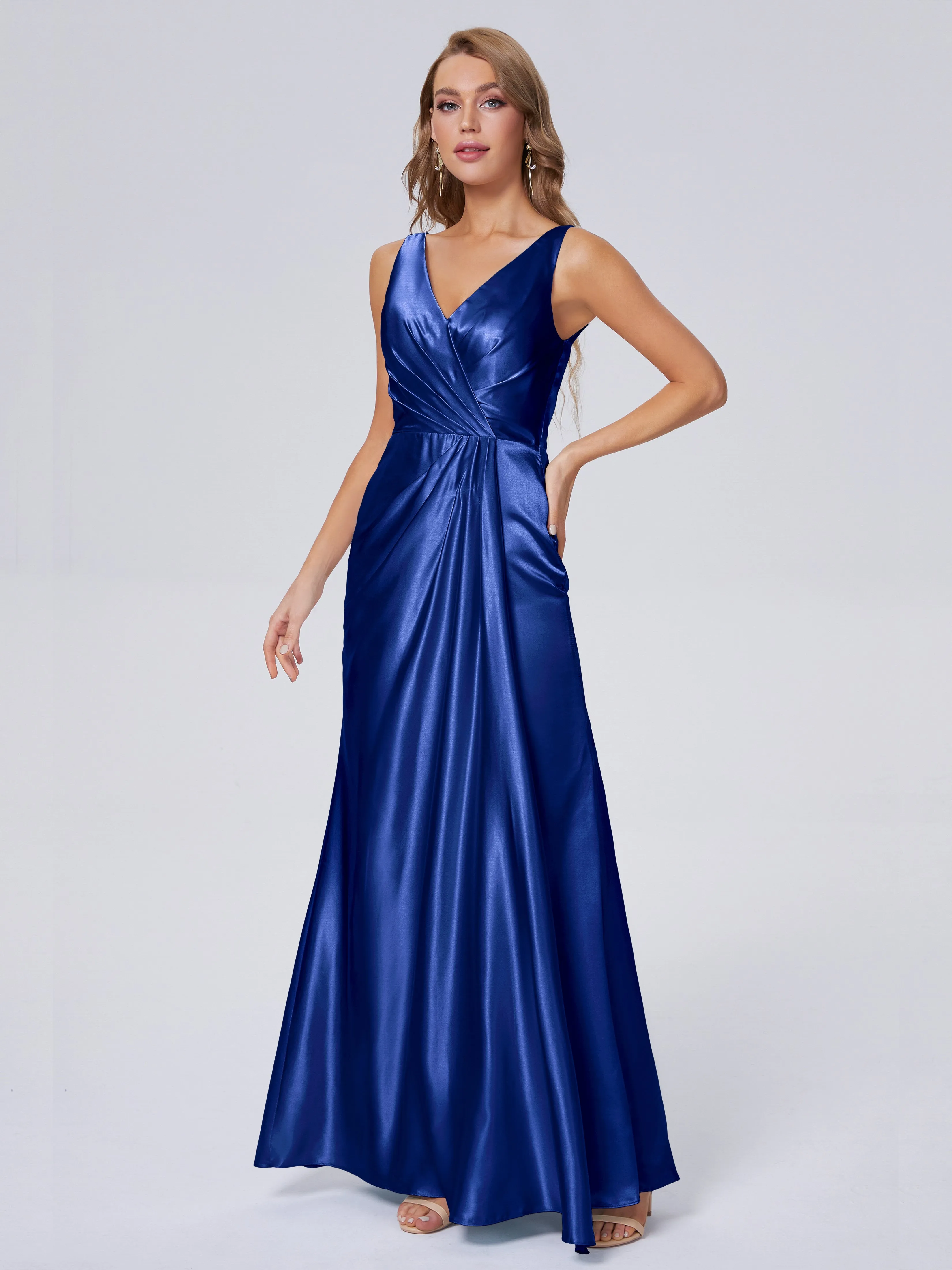 Parker V Neck Soft Satin Bridesmaid Dresses